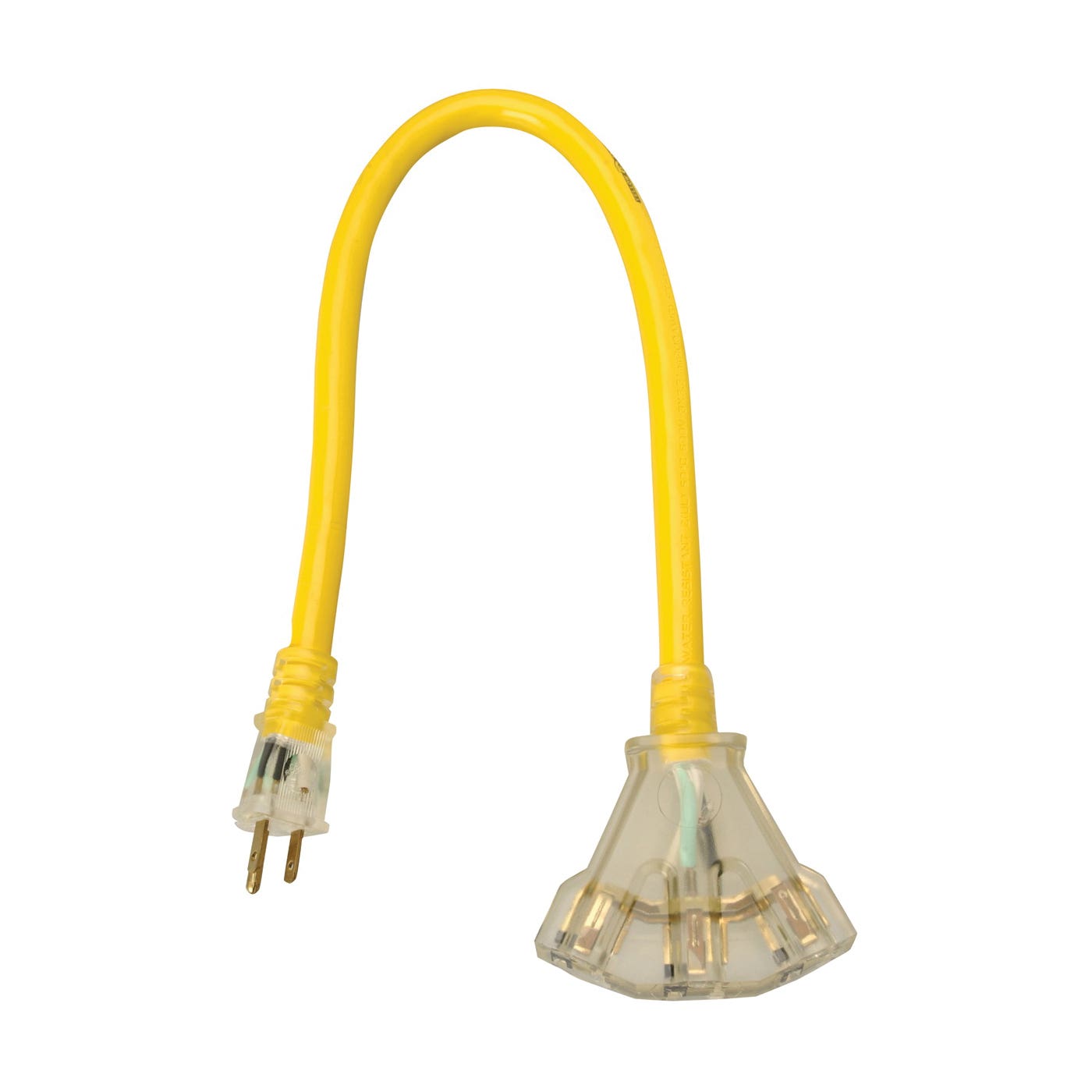 CCI 2882 Power Block, 2 ft L, 3 -Outlet, 15 A, 125 V, Yellow Sheath