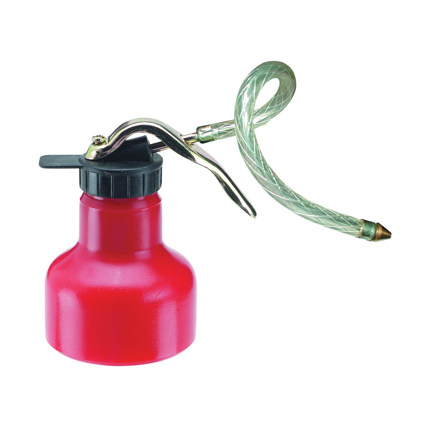 LubriMatic 50-592 Pistol Flexible Oiler, 6 oz, 4-1/4 in H, Flexible Spout, Steel, Epoxy-Coated, Red