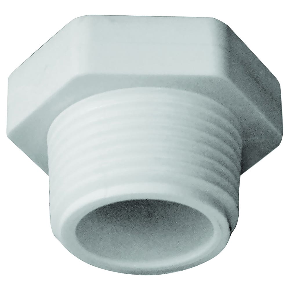 Genova Pipe Plug, 3/4 in, MIP, PVC, White, SCH 40 Schedule