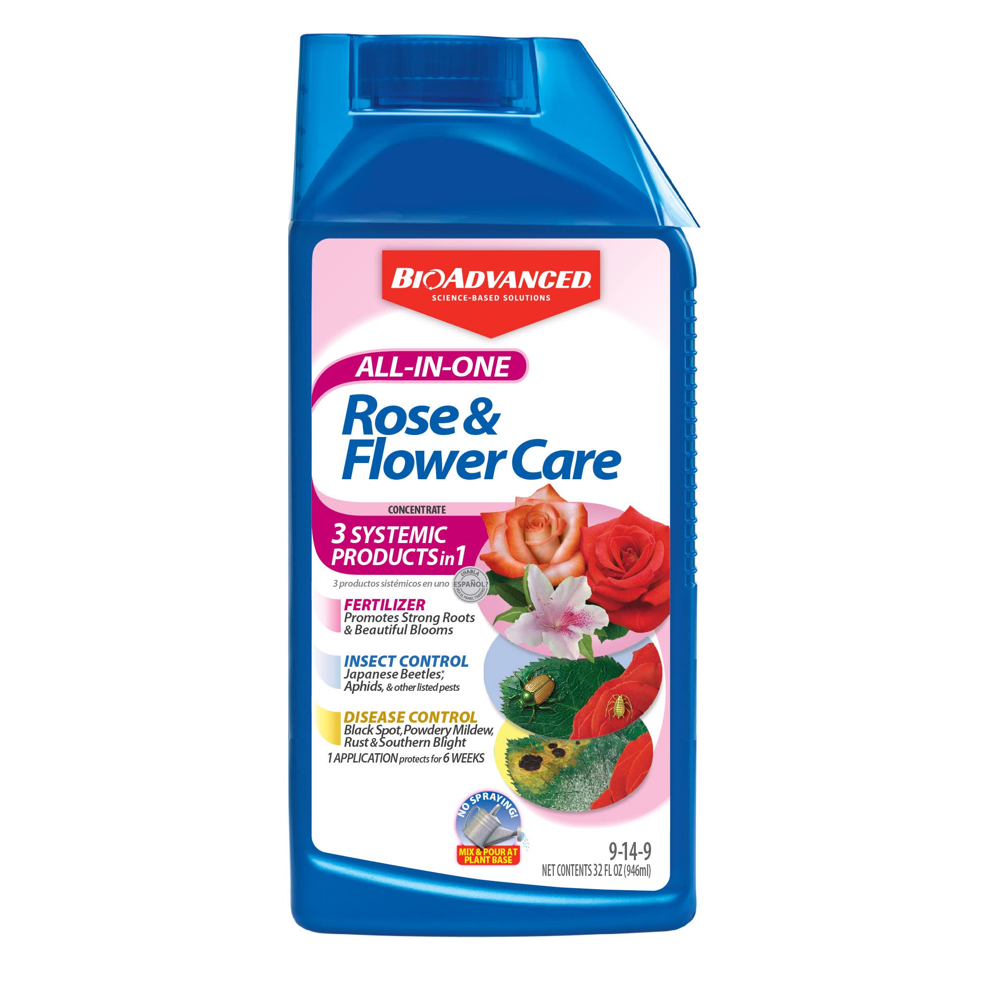 BioAdvanced Rose and Flower Care, Liquid, Spray Application, 32 oz Bottle