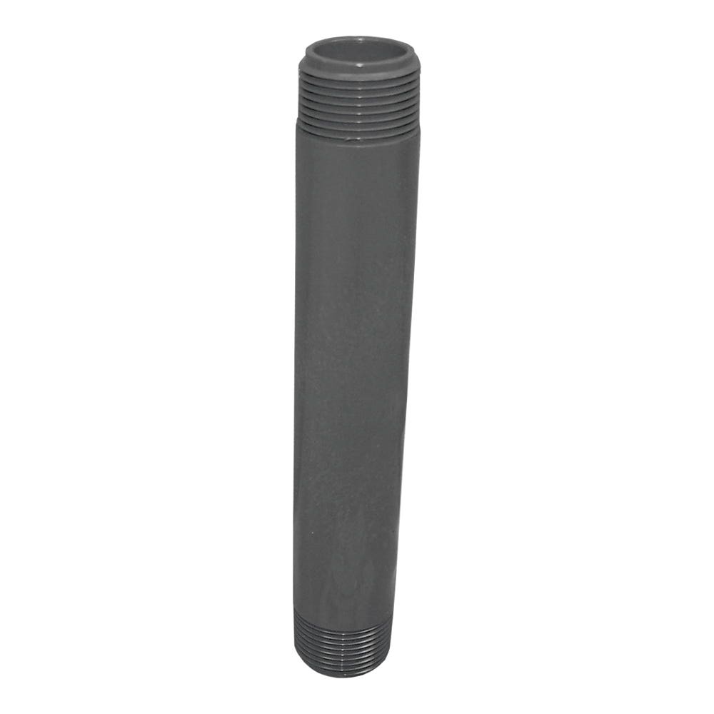 Genova 300 Series Pipe Nipple, 1/2 in, MIP, PVC, Gray, SCH 80 Schedule, 8 in L