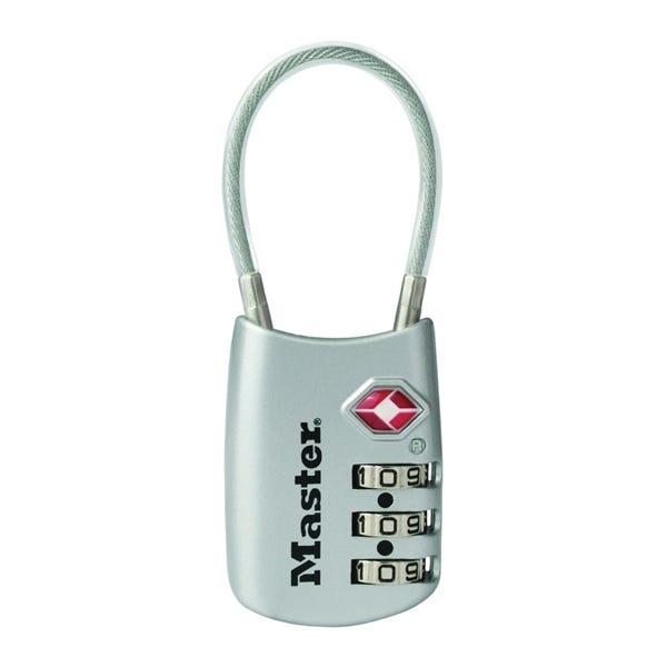 Master Lock 4688D Luggage Lock, 1/8 in Dia Shackle, 1-1/2 in H Shackle, Steel Shackle, Metal Body, 1-3/16 in W Body