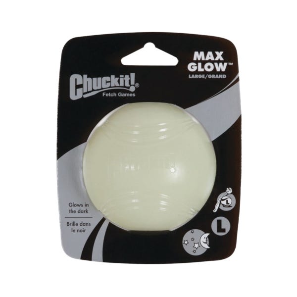 Chuckit! Dog Toy, L, Natural Rubber, Glow White