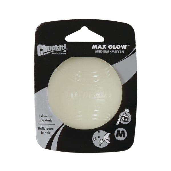 Chuckit! Dog Toy, M, Natural Rubber, Glow White