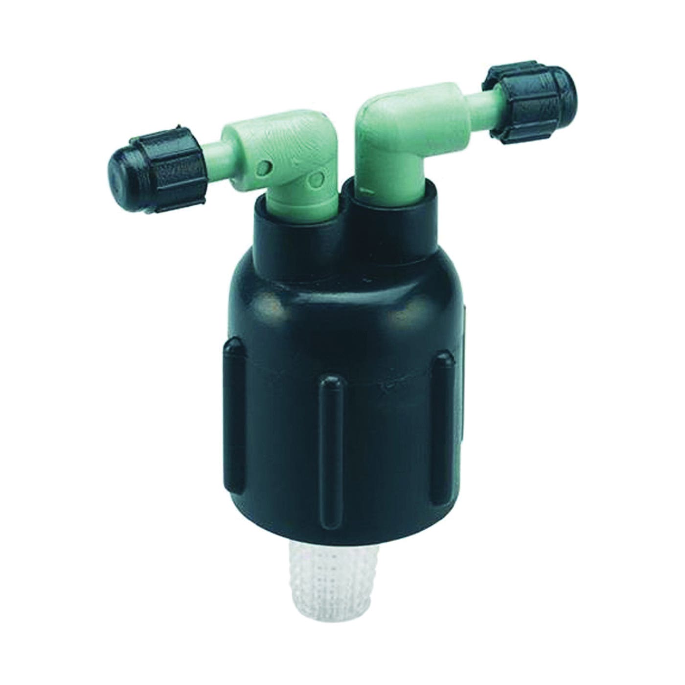 Orbit Manifold, 1/2 x 1/4 in Connection, Thread x Barb, 2 -Port, 1/4 in Tubing, Plastic, Black