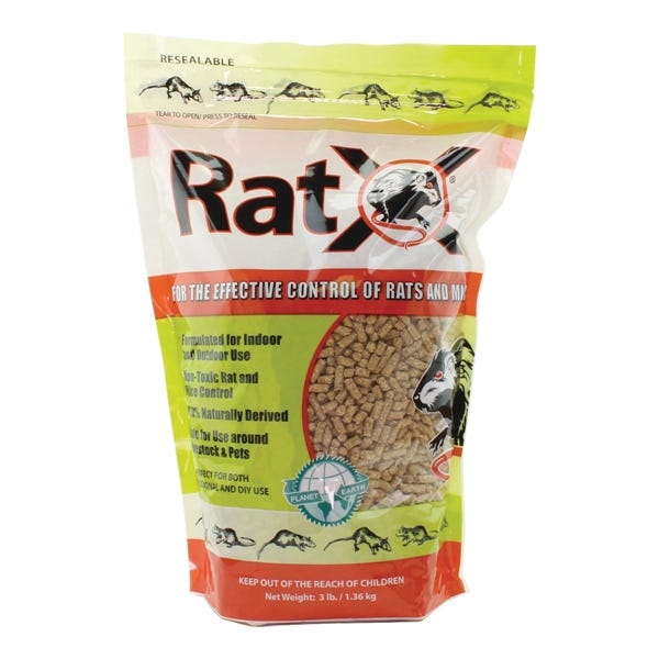 RatX Rodent Bait, Pellet, 3 lb Bag