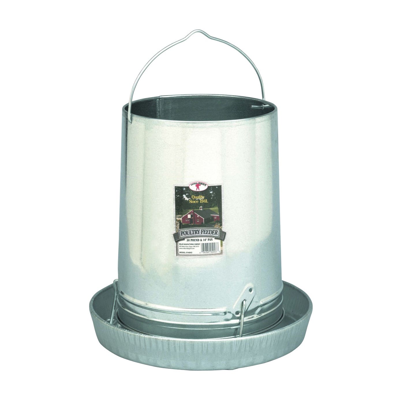 Little Giant Poultry Feeder, 30 lb Capacity, Rolled Edge, Galvanized Steel