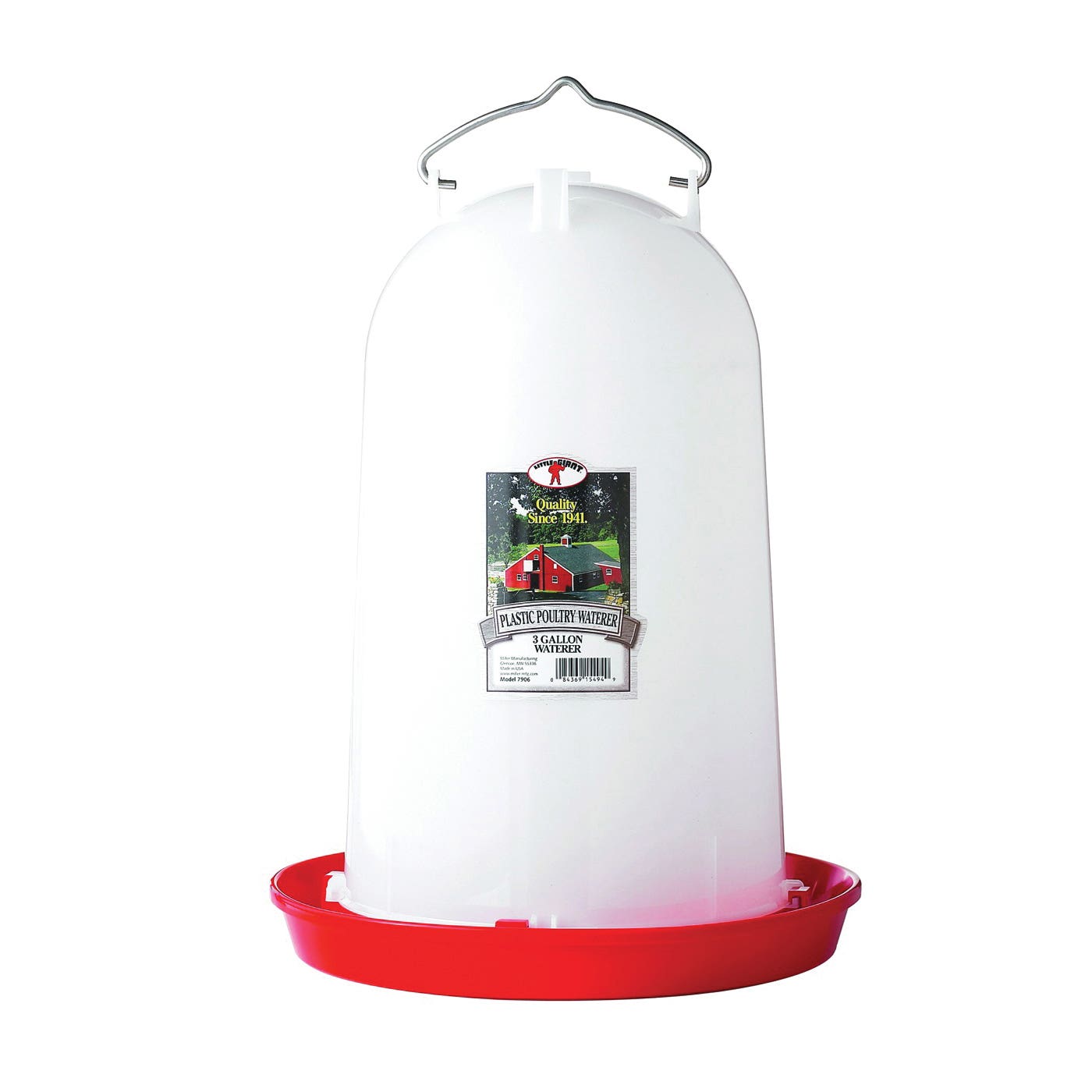 Little Giant Poultry Waterer, 3 gal Capacity, Polyethylene, Red