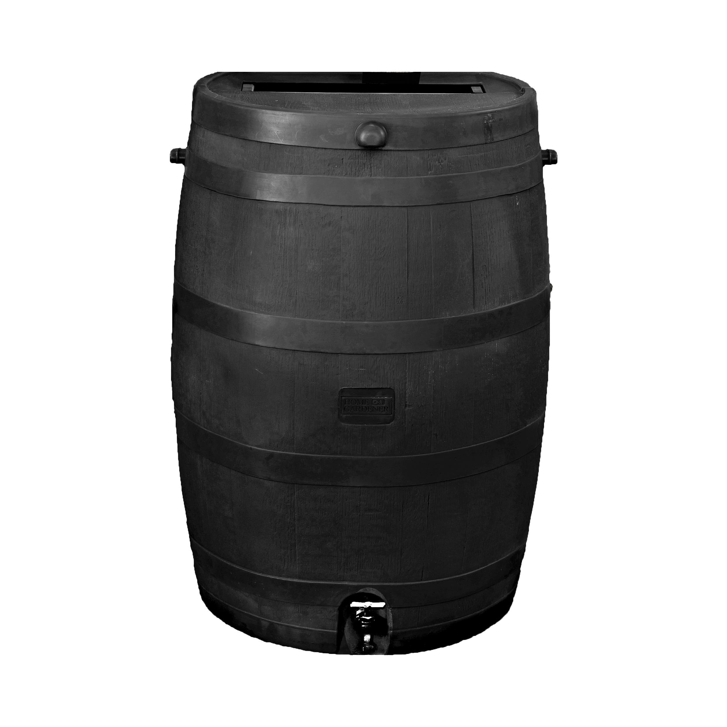RTS Rain Barrel, 50 gal Capacity, Plastic, Black