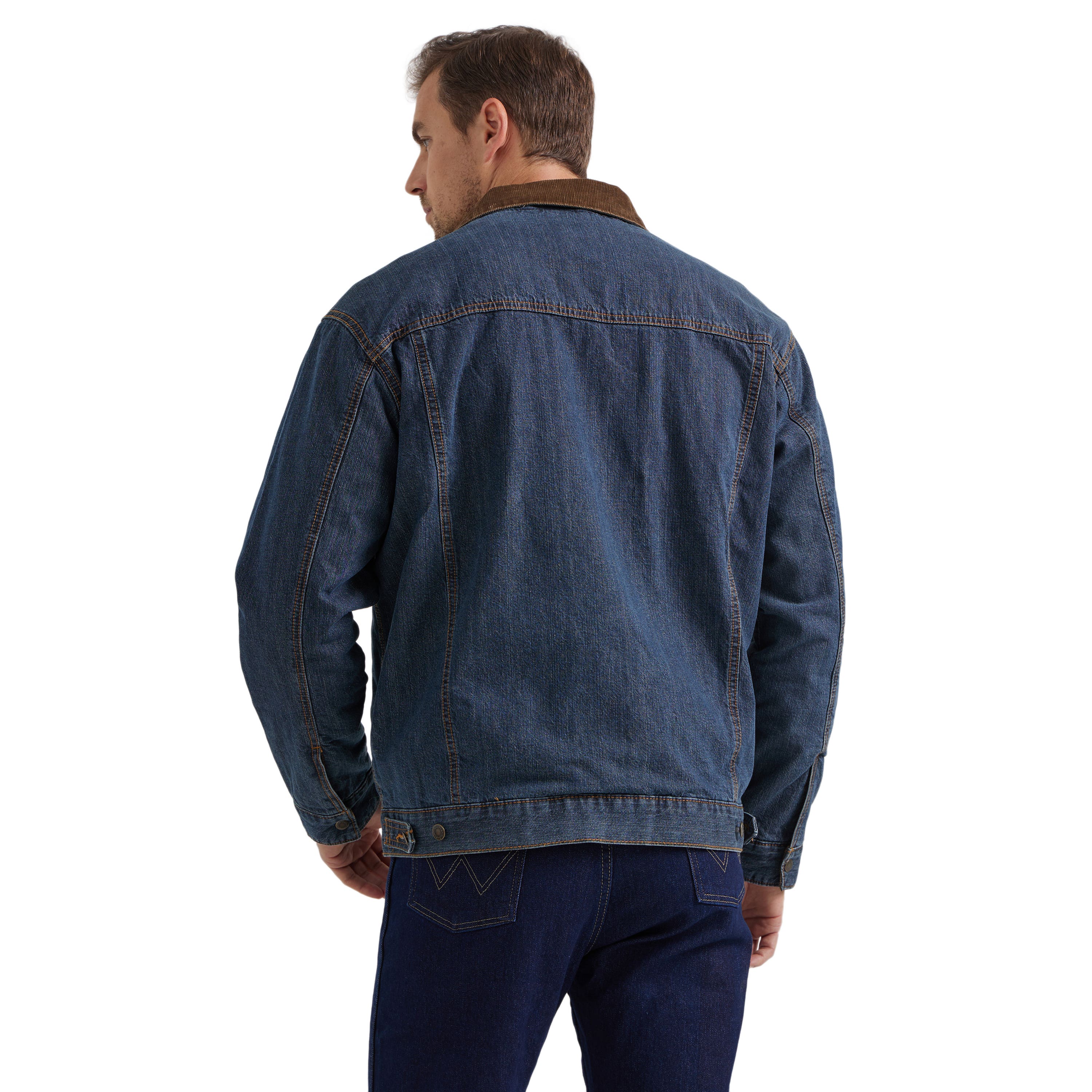 Wrangler Jacket, L, Cotton, Charcoal/Denim, Spread Collar, Tall