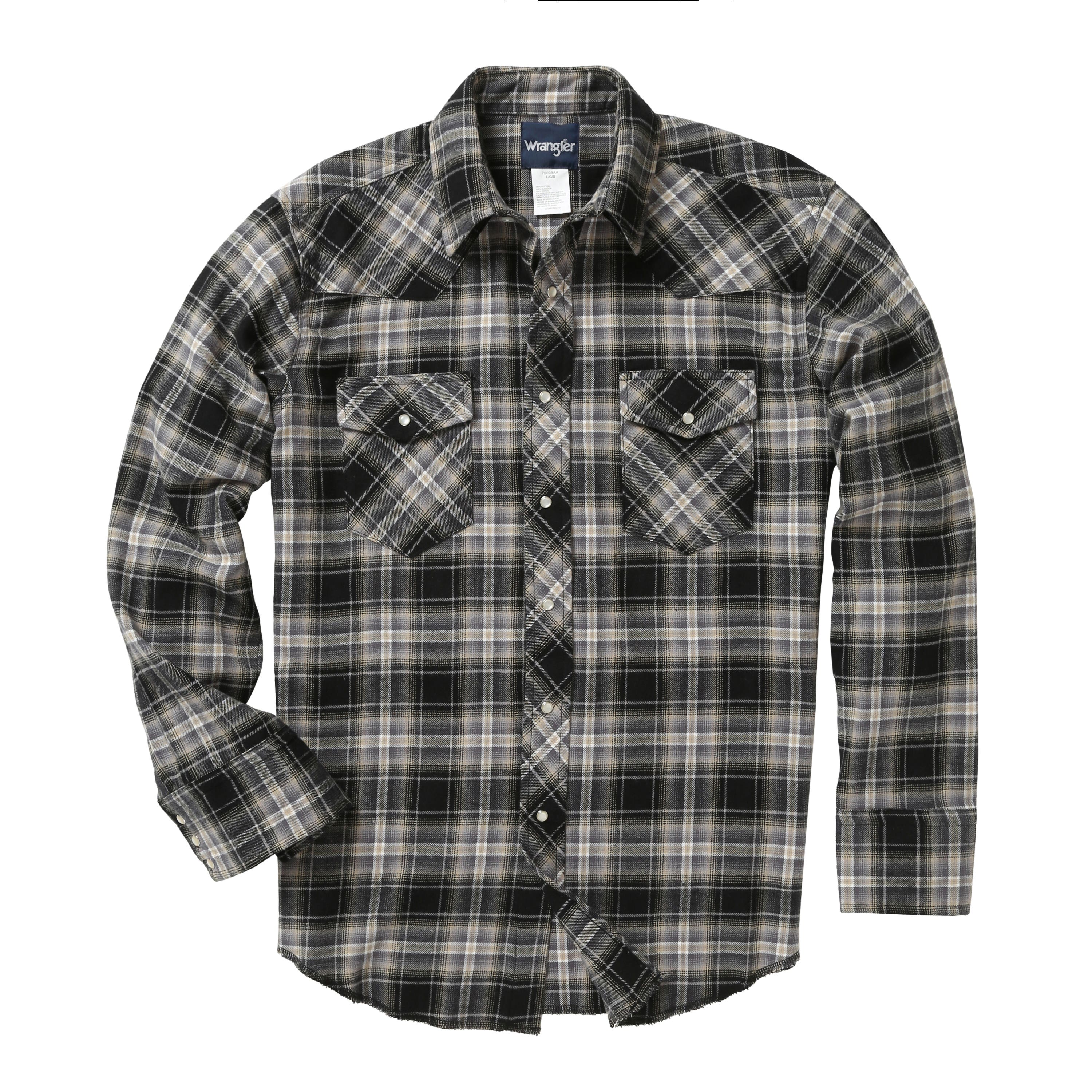 Wrangler Shirt, XL, Tall, Cotton, Assorted, Plaid Print/Pattern, Spread Collar, Long Sleeve, Classic Fit