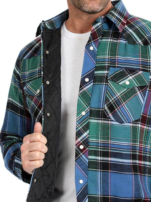 Wrangler Men's Long Sleeve Quilted Lining Flannel Shirt Jacket- 3X,Tall