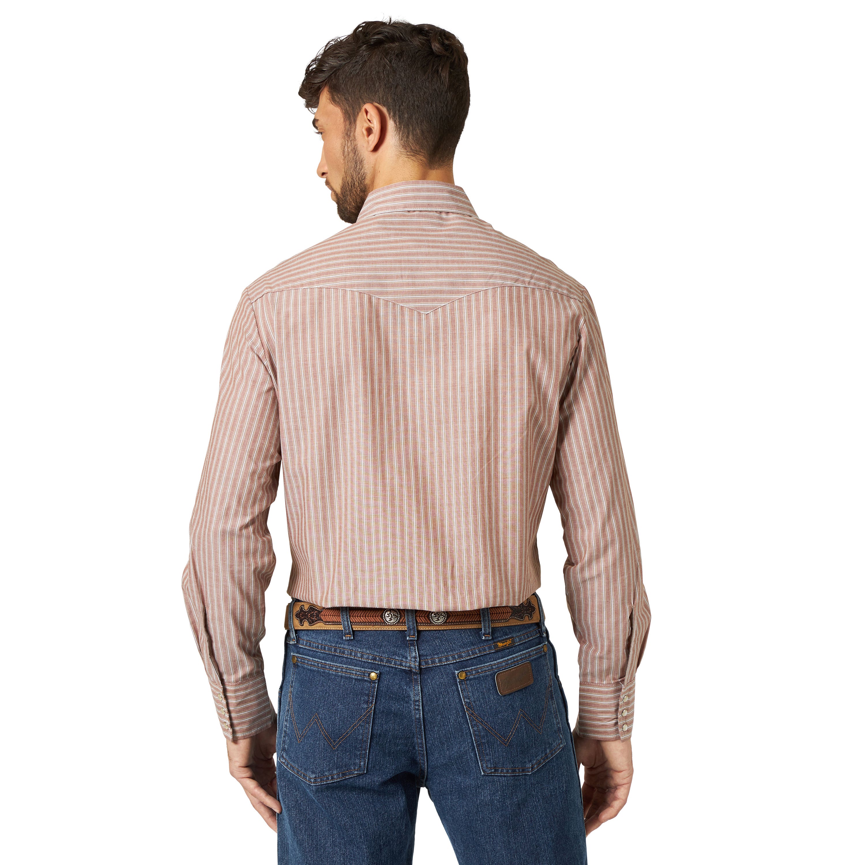 Wrangler Western Shirt, S, Regular, Cotton/Polyester, Assorted, Stripe Print/Pattern, Spread Collar