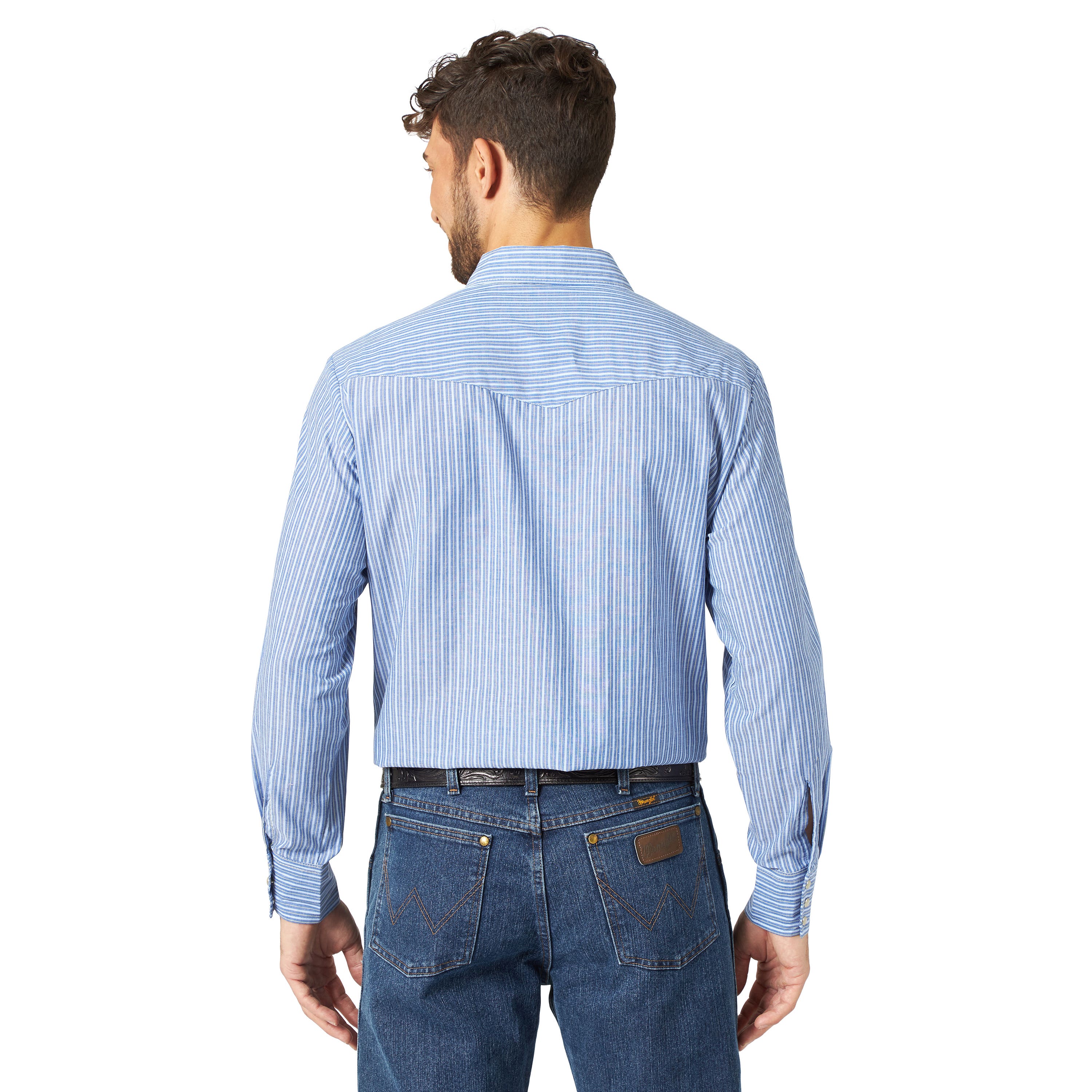 Wrangler Western Shirt, S, Regular, Cotton/Polyester, Assorted, Stripe Print/Pattern, Spread Collar