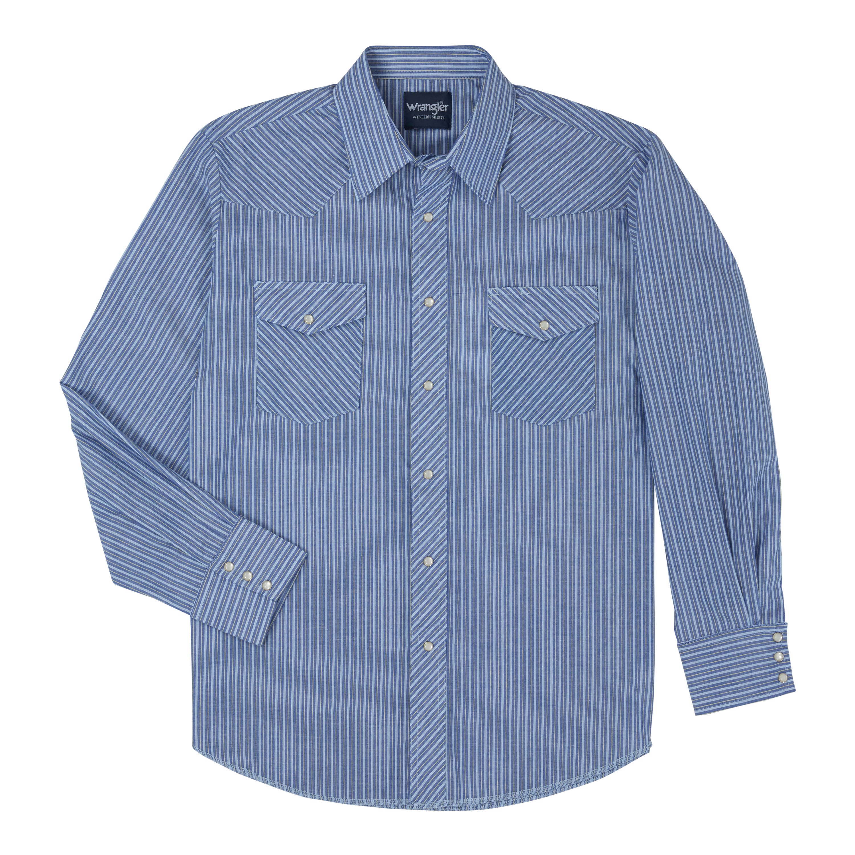 Wrangler Western Shirt, S, Regular, Cotton/Polyester, Assorted, Stripe Print/Pattern, Spread Collar