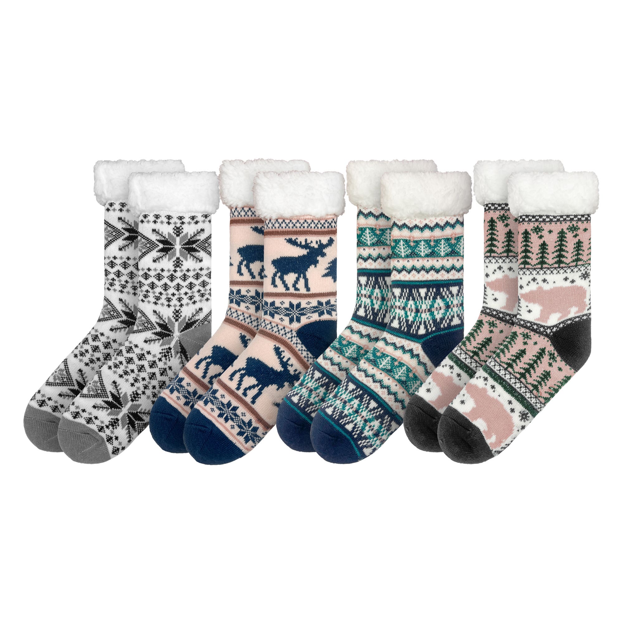 Grand Sierra Women's Sherpa-Lined Slipper Socks, One-Size, Assorted Colors