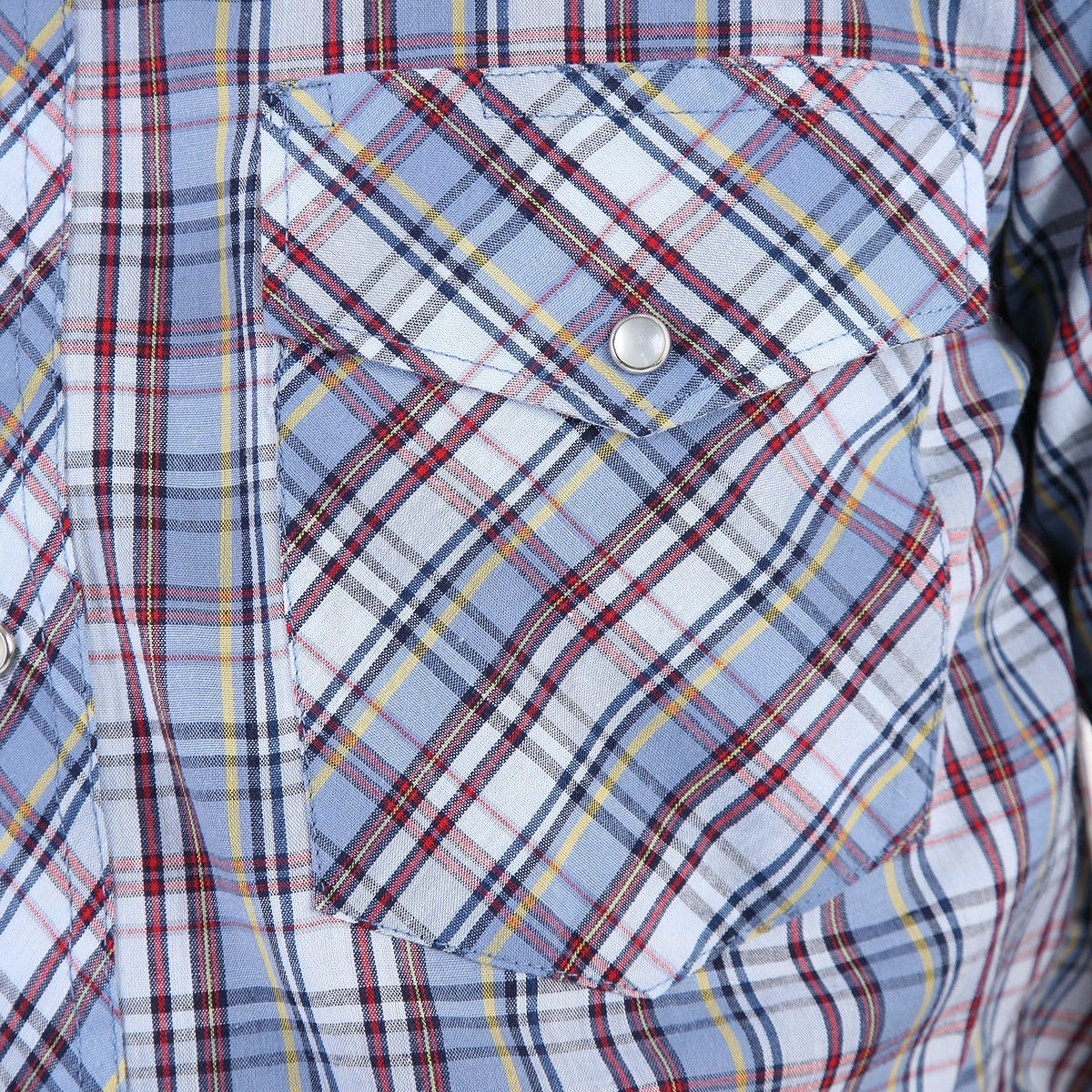 Wrangler Western Shirt, XL, Cotton/Polyester, Plaid Print/Pattern, Spread Collar, Short Sleeve