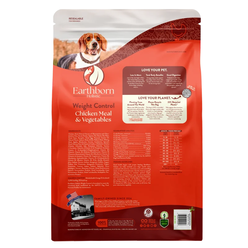 Earthborn Holistic Weight Control Chicken Meal and Vegetables Dry Dog Food, 12.5 lb