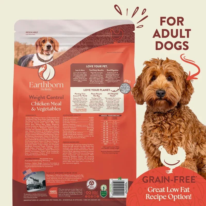 Earthborn Holistic Weight Control Chicken Meal and Vegetables Dry Dog Food, 12.5 lb