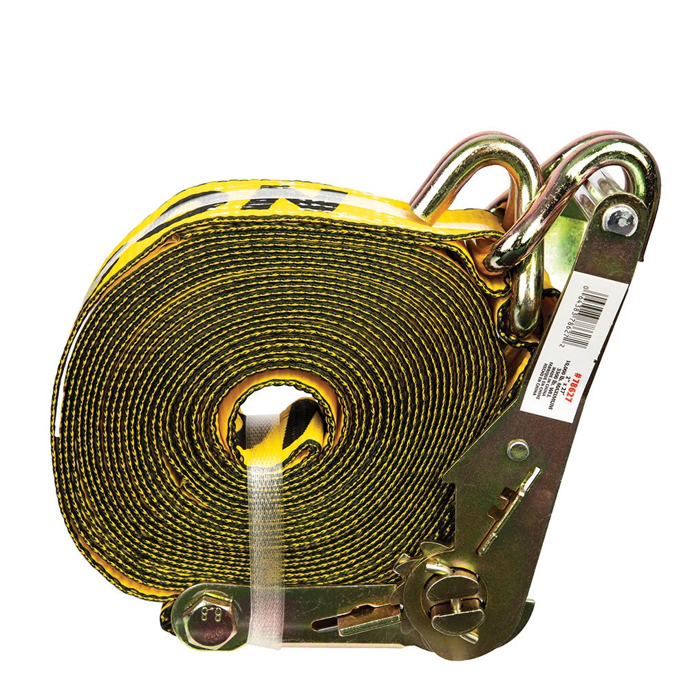 Erickson 2″ x 27′ 10,000 lb. Ratchet Strap with Double J-Hooks