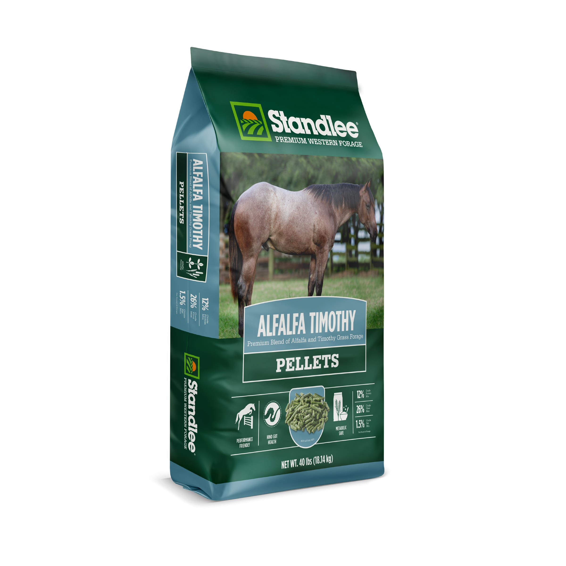 STANDLEE Alfalfa Timothy Grass Pellets, Premium Forage, 40 Lb. Bag