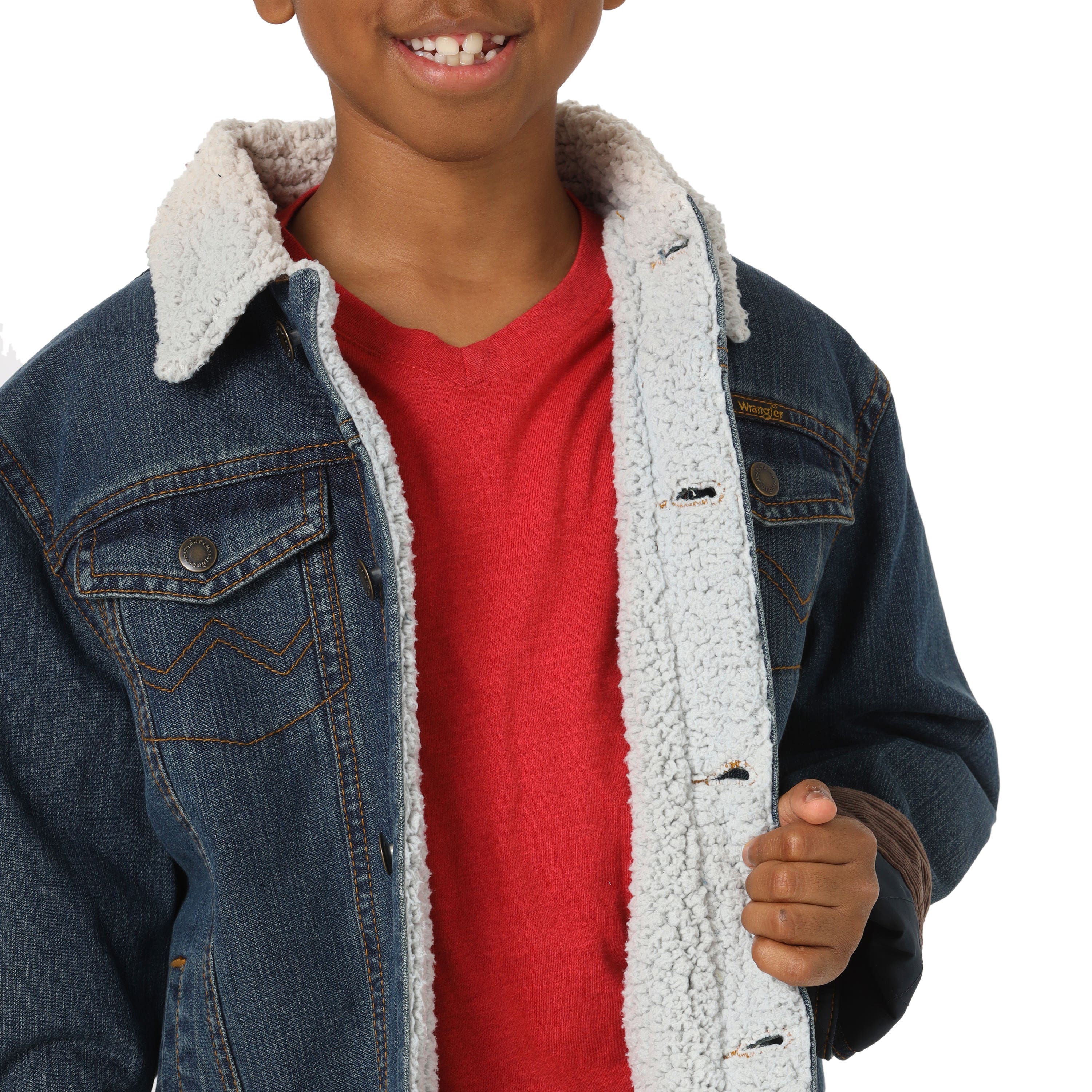 Wrangler Jacket, Boy's, M, Cotton, Rustic Blue, Spread Collar, Button Closure