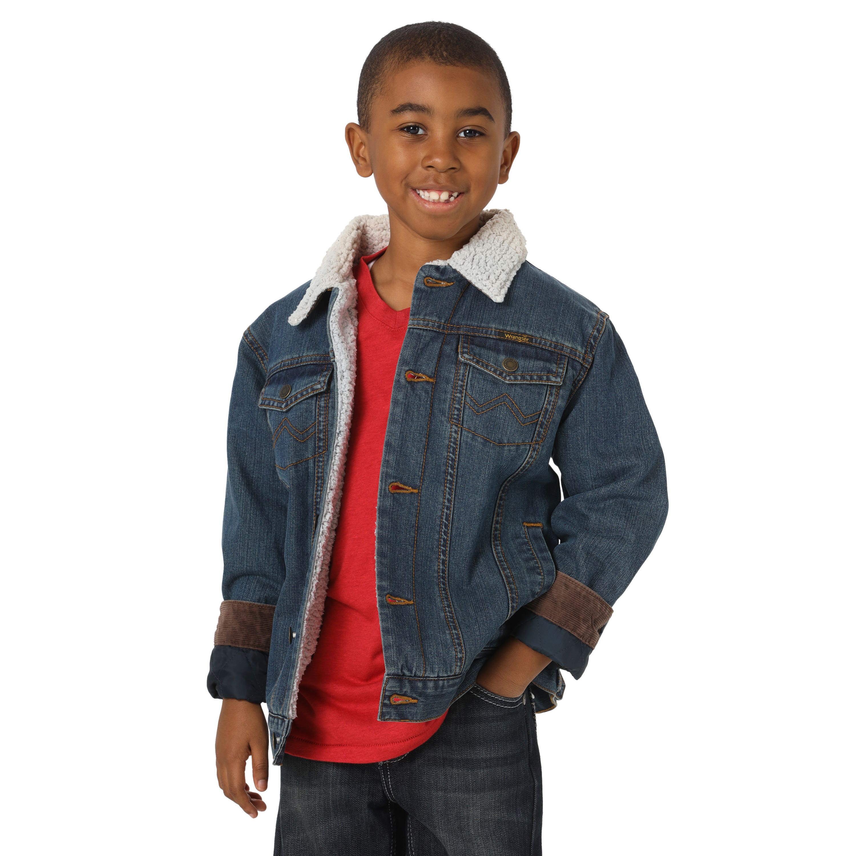 Wrangler Jacket, Boy's, M, Cotton, Rustic Blue, Spread Collar, Button Closure
