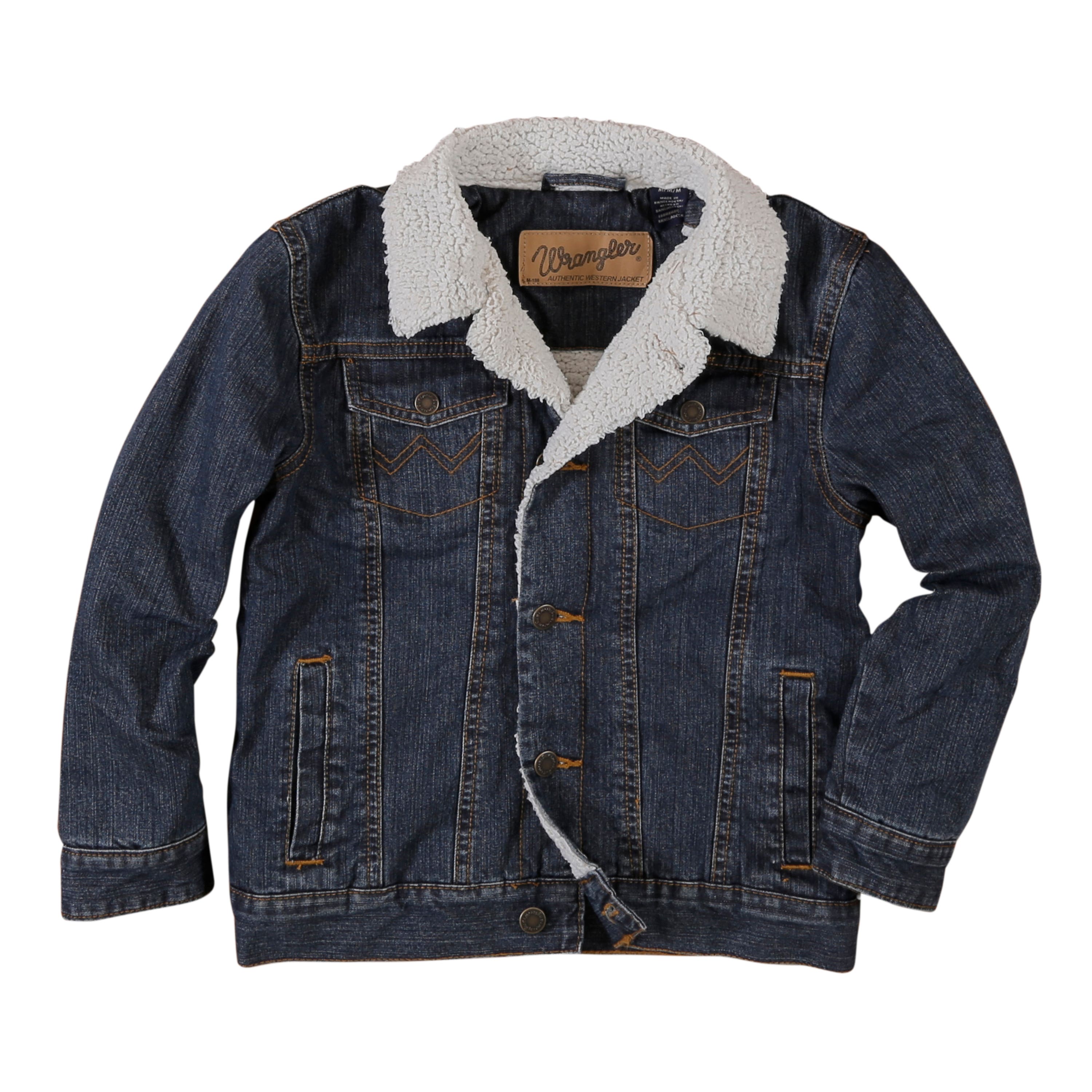 Wrangler Jacket, Boy's, M, Cotton, Rustic Blue, Spread Collar, Button Closure