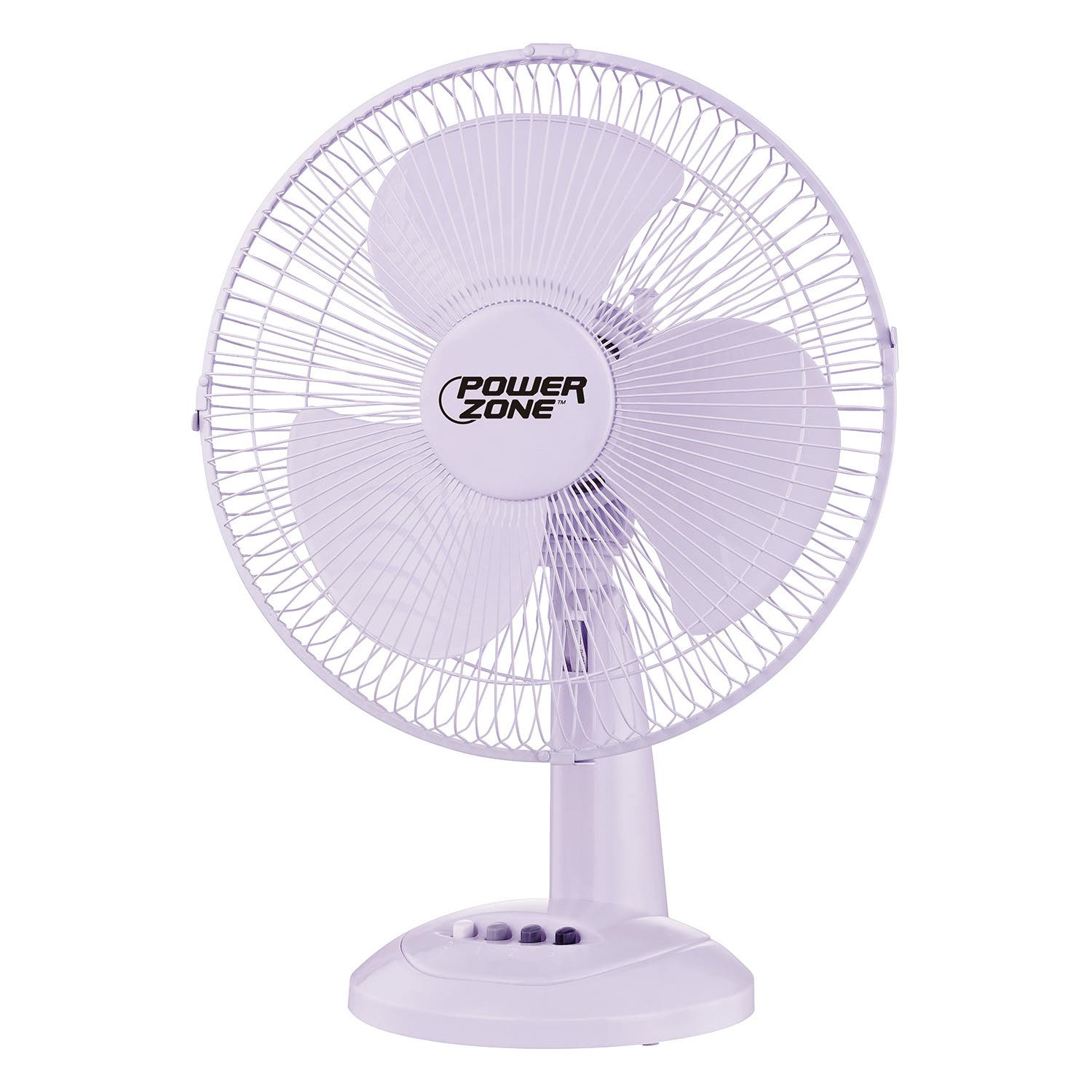 PowerZone FT-30 Oscillating Table Fan, 120 V, 12 in Dia Blade, 3-Blade, 3-Speed, 882 cfm Air, 72 in L Cord, White