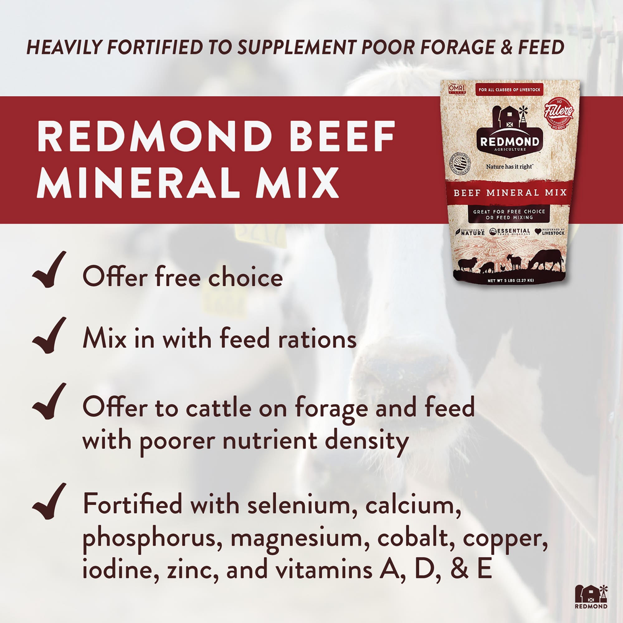 Redmond Beef Mineral, 5 lb, Bag