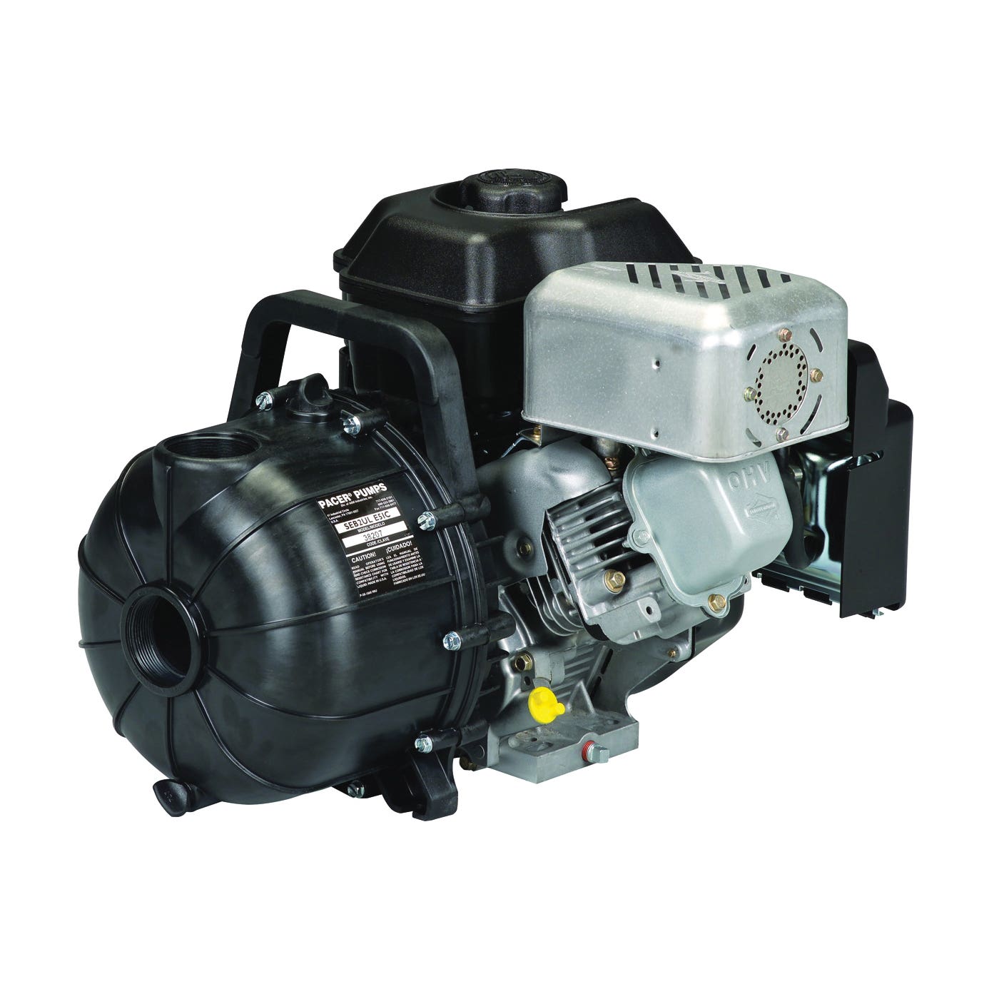 Pacer Pumps S Series SE2ULE950 Self-Priming Centrifugal Pump, 5.5 hp, 2 in Outlet, 130 ft Max Head, 190 gpm
