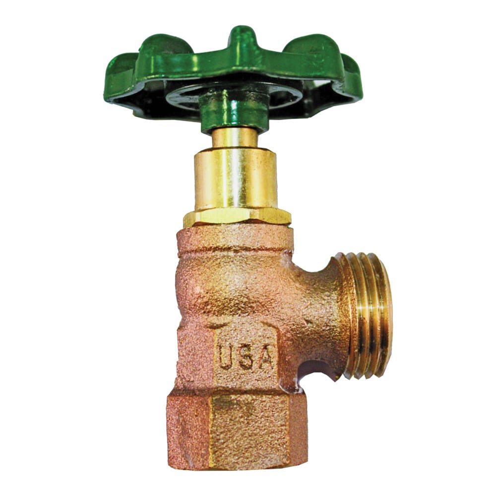 arrowhead Boiler Drain Valve, 1/2 x 3/4 in Connection, FIP x Hose, 125 psi Pressure, Bronze Body