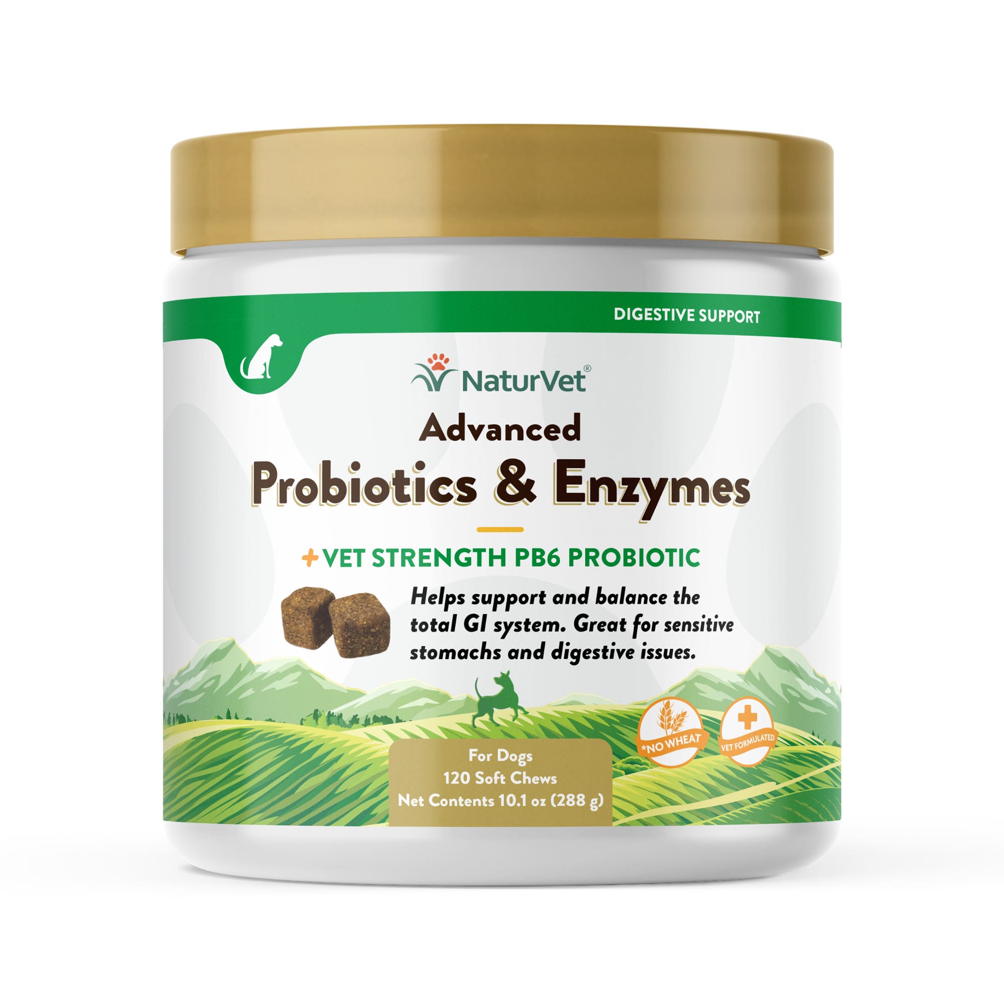 NaturVet Advanced Probiotics and Enzymes Supplement, Soft Chew, 120 Count
