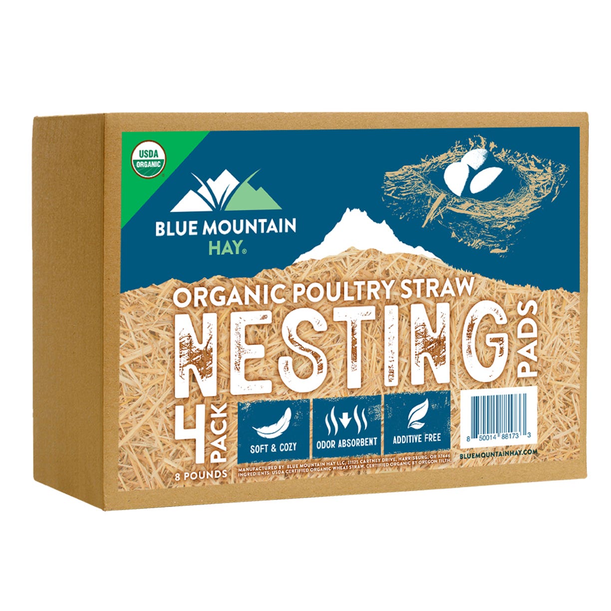 Blue Mountain Hay Organic Straw Nesting Pads, 4 Pack