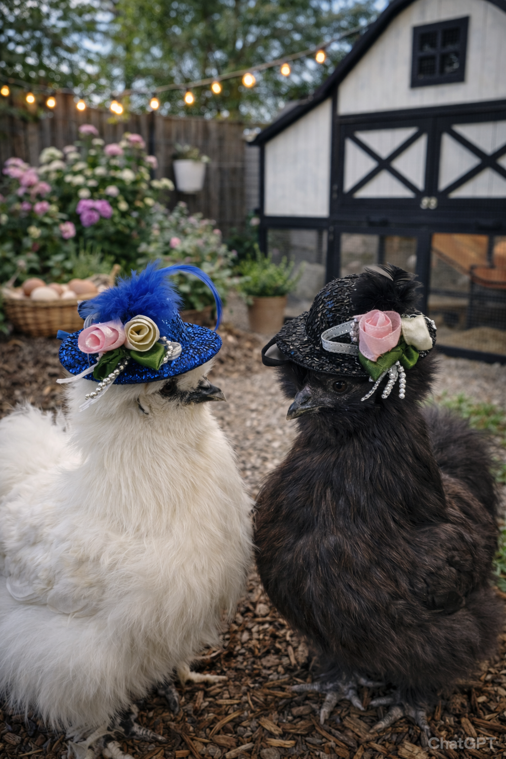 Rugged Ranch Fancy Hat Chicken Costume, Blue & Black