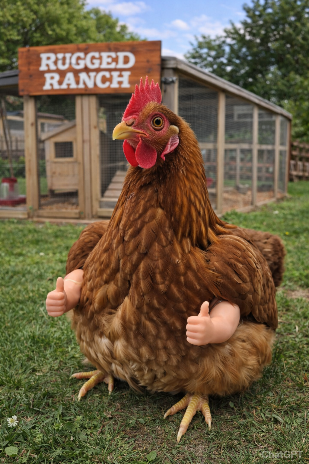 Rugged Ranch Thumbs Up Arms Chicken Costume