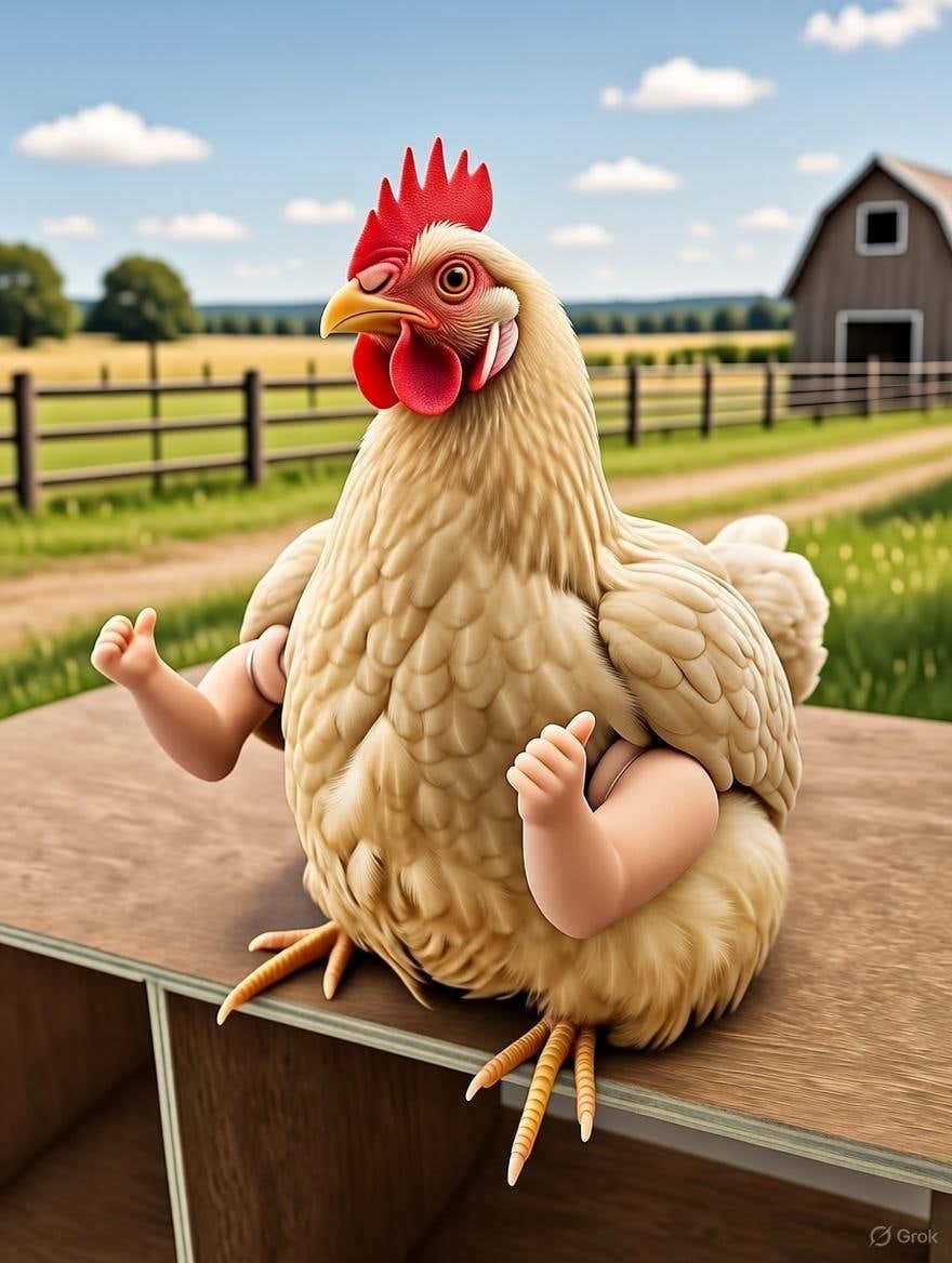 Rugged Ranch Thumbs Up Arms Chicken Costume