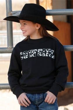 Cruel DENIM Girl's Cowgirl Crewneck Sweatshirt, Purple, XL