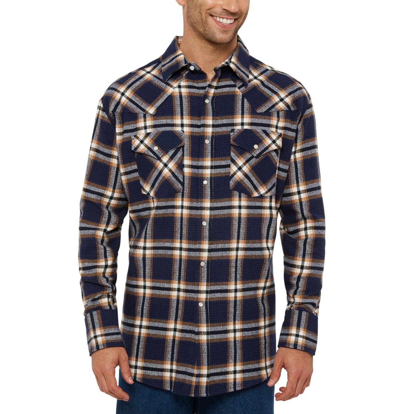 ELY CATTLEMAN Brawny Cotton Flannel Long-Sleeve Shirt- Large