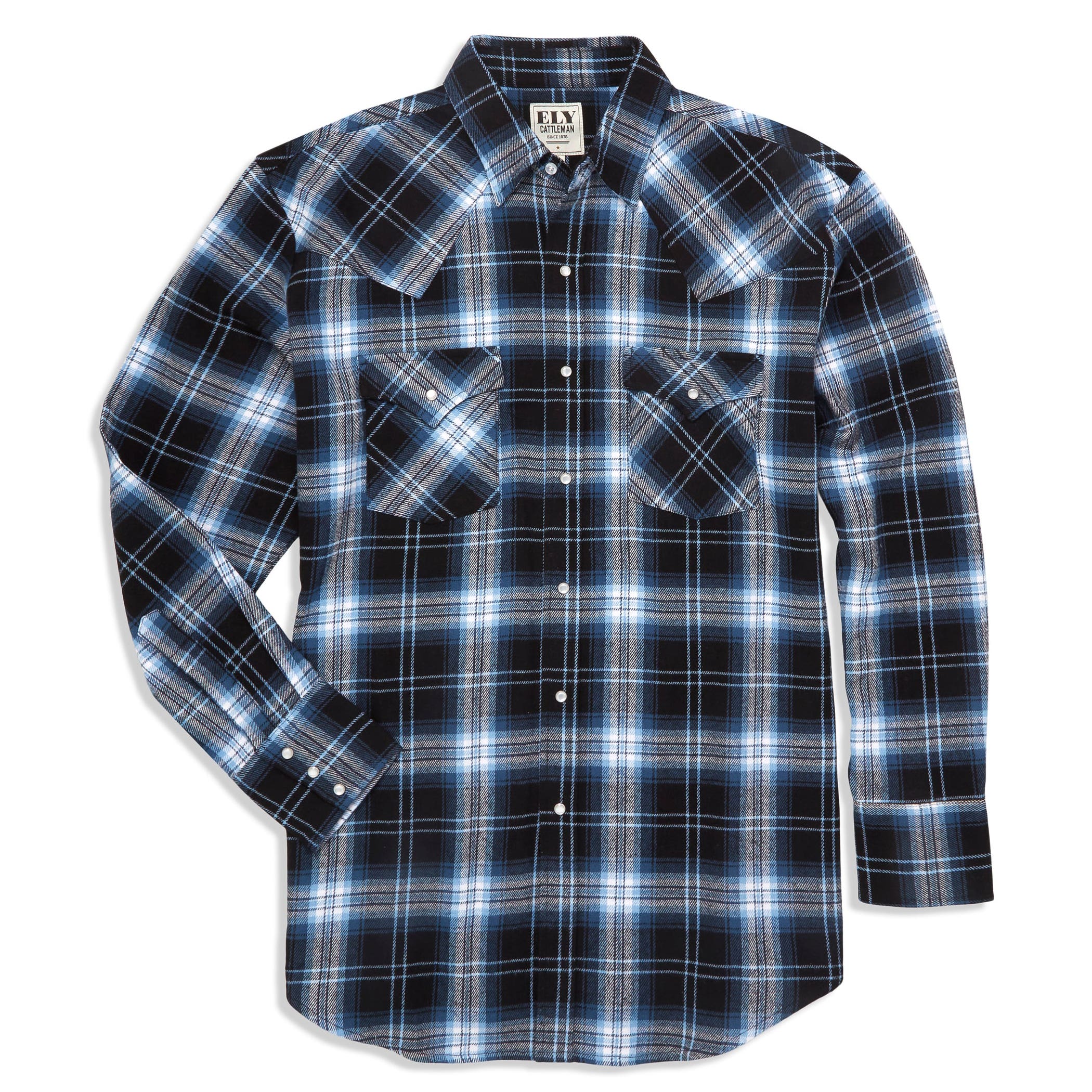 ELY CATTLEMAN Brawny Cotton Flannel Long-Sleeve Shirt- Large