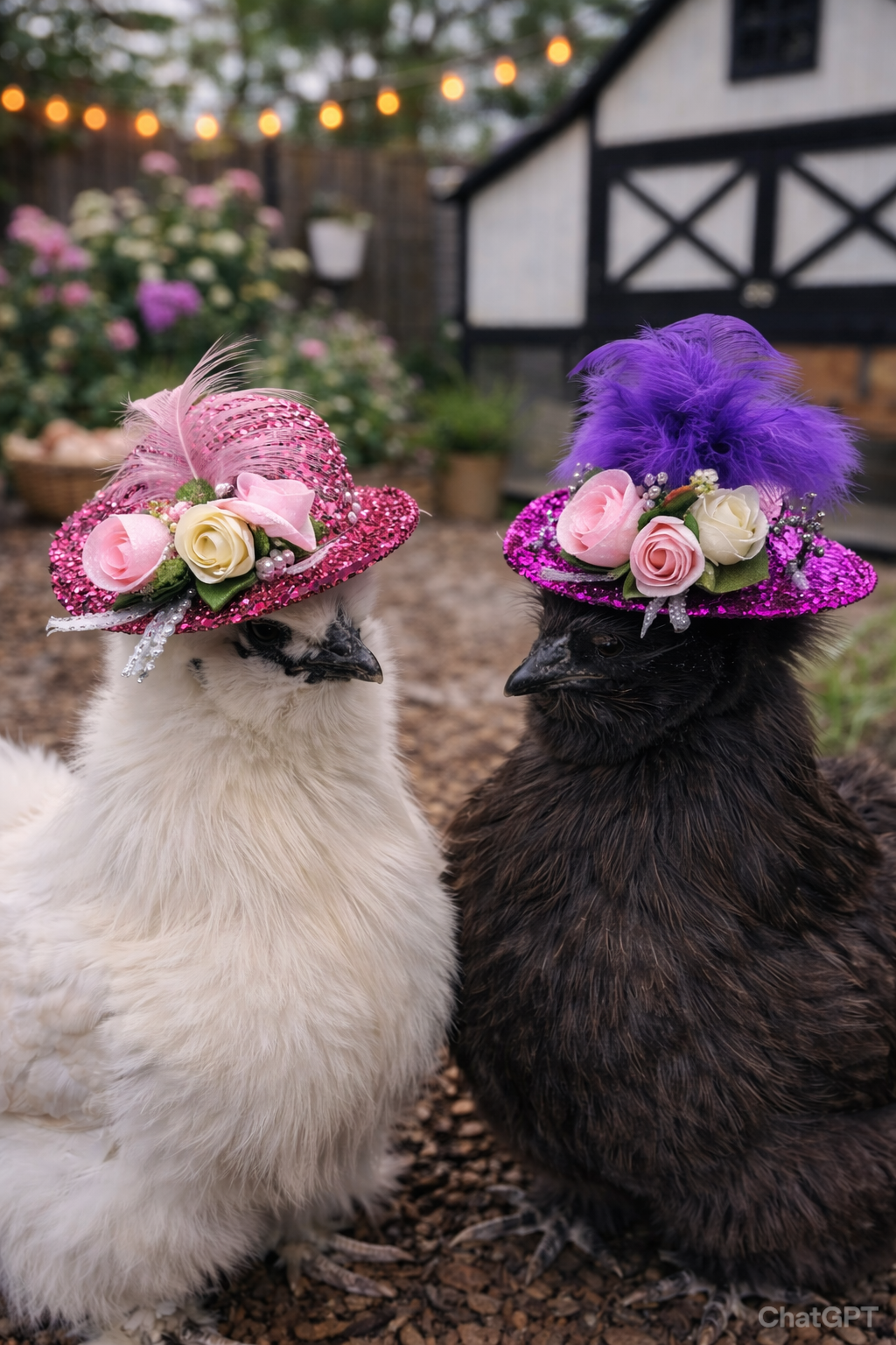 Rugged Ranch Fancy Hat Chicken Costume, Pink & Purple