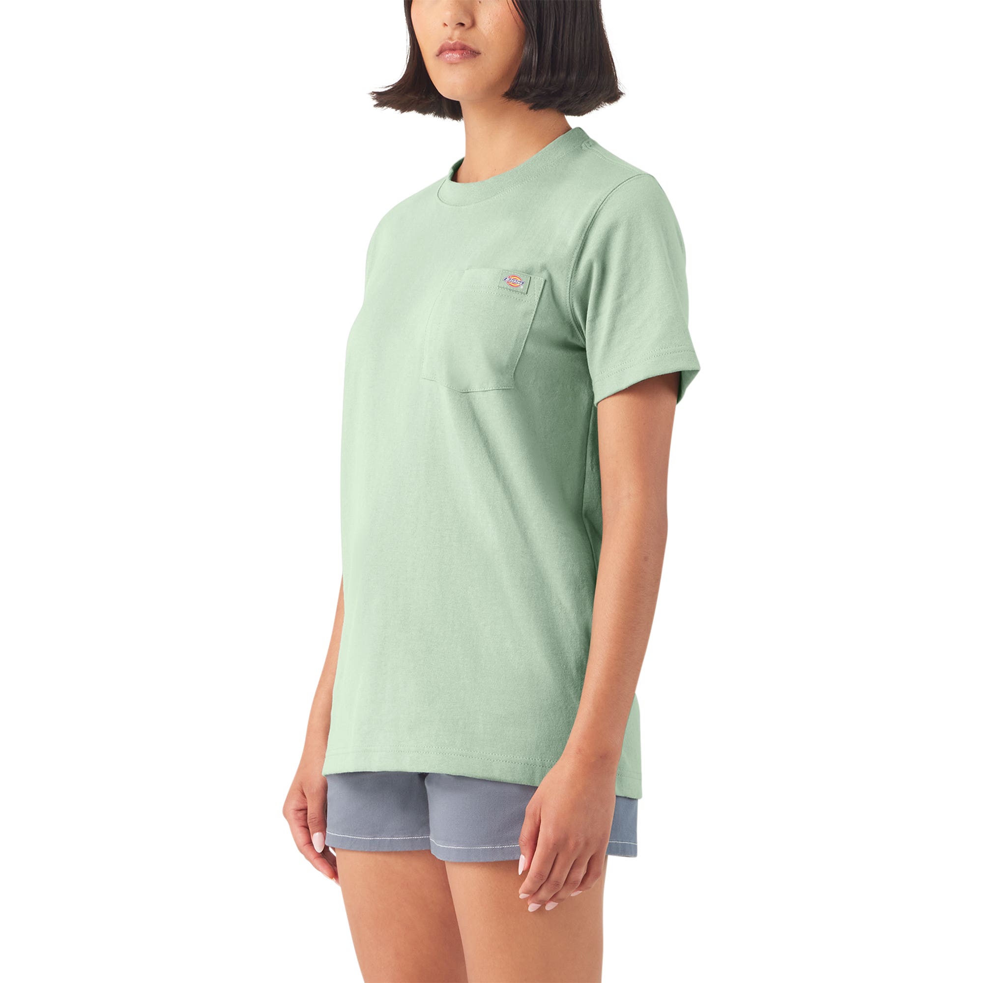 Dickies Women's Heavyweight Short Sleeve Pocket T-Shirt, Ice Green, S