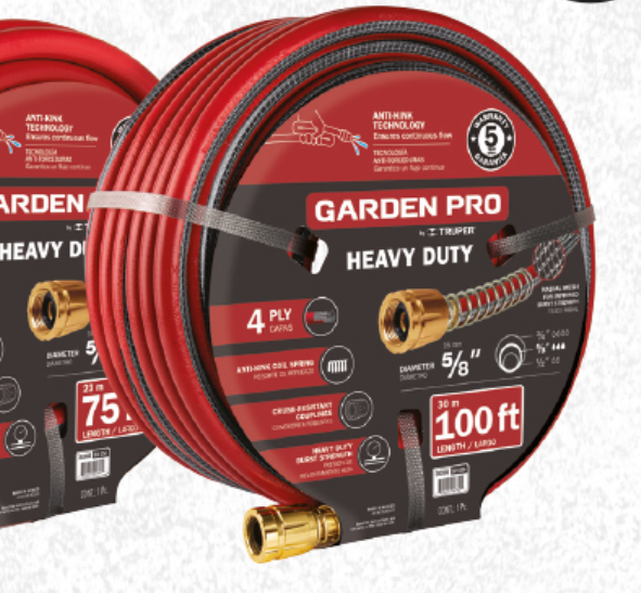 Truper Garden Pro Heavy-Duty Hose with 100 ft, 5/8", Metal Couplings