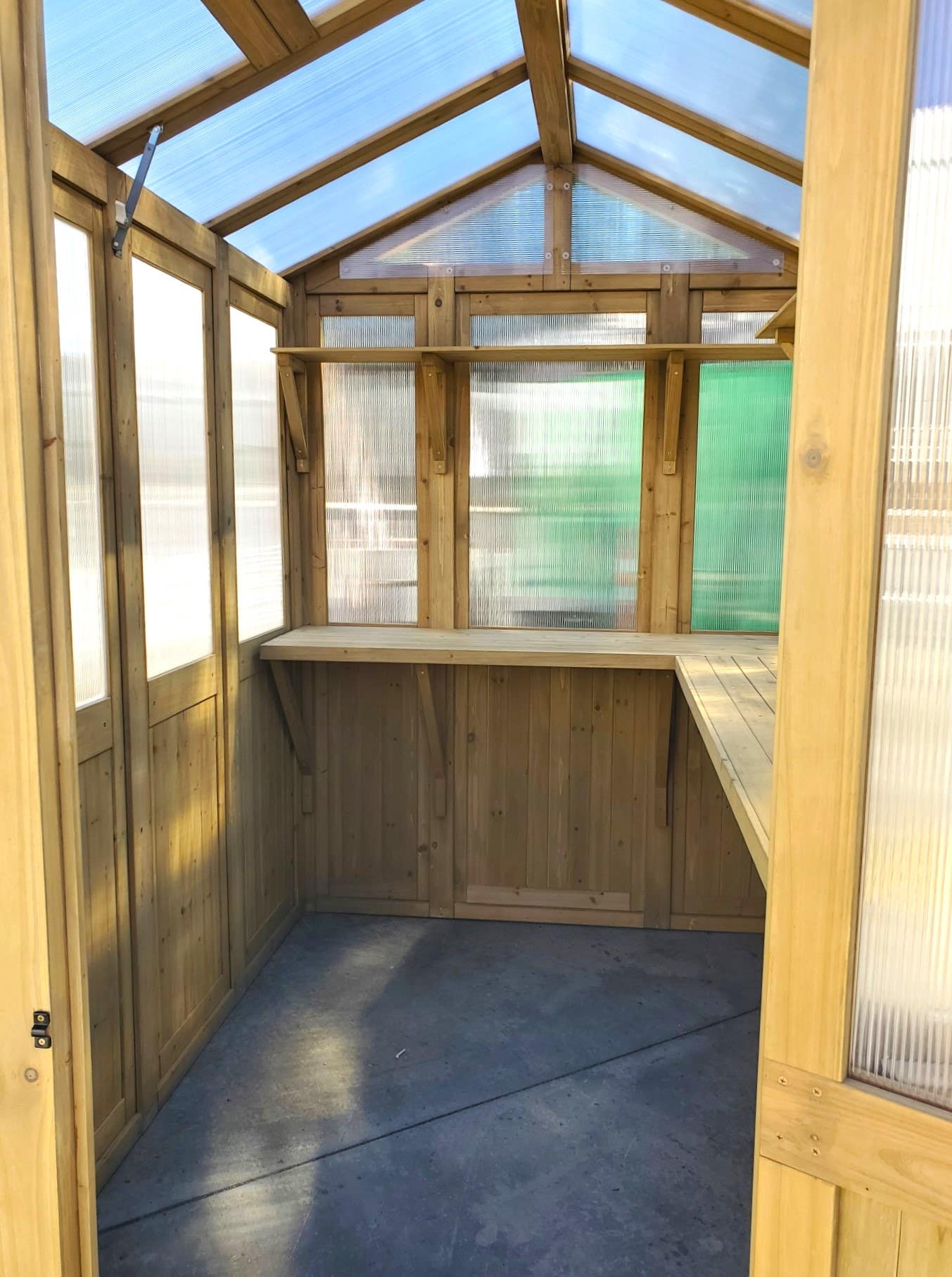 Rugged Ranch Solid Wood Greenhouse with Shelving , 5.5' X 8' X 7.75'