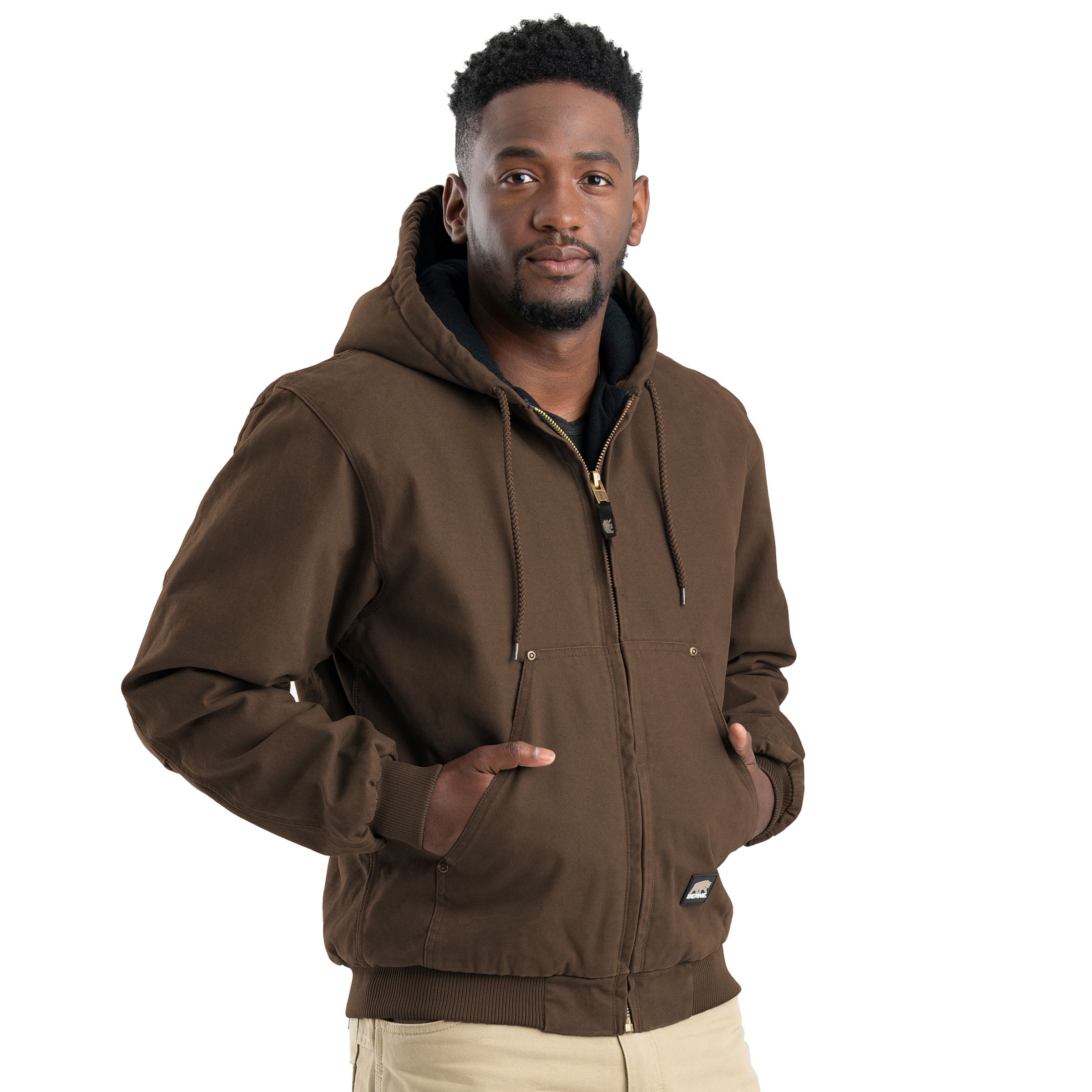 Berne Highland Washed Series Hooded Jacket, 2XL, Bark