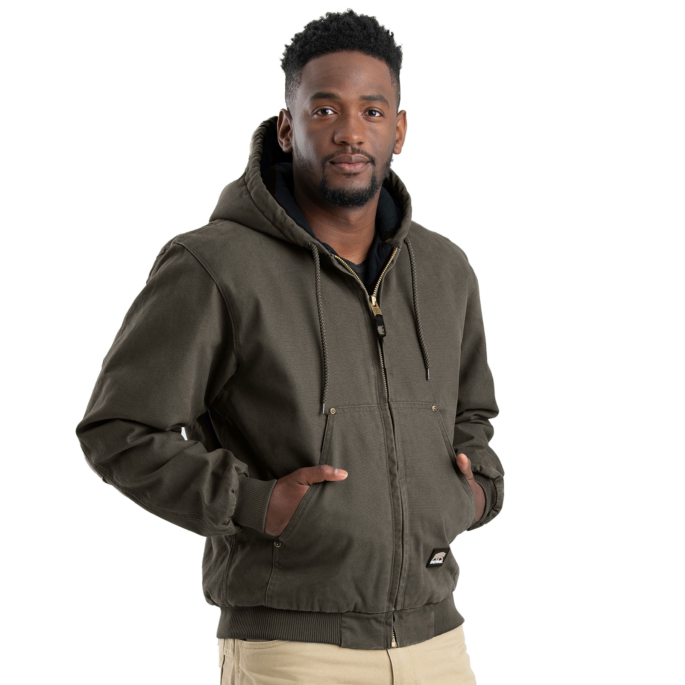 Berne Highland Washed Series Hooded Jacket, XL, Olive