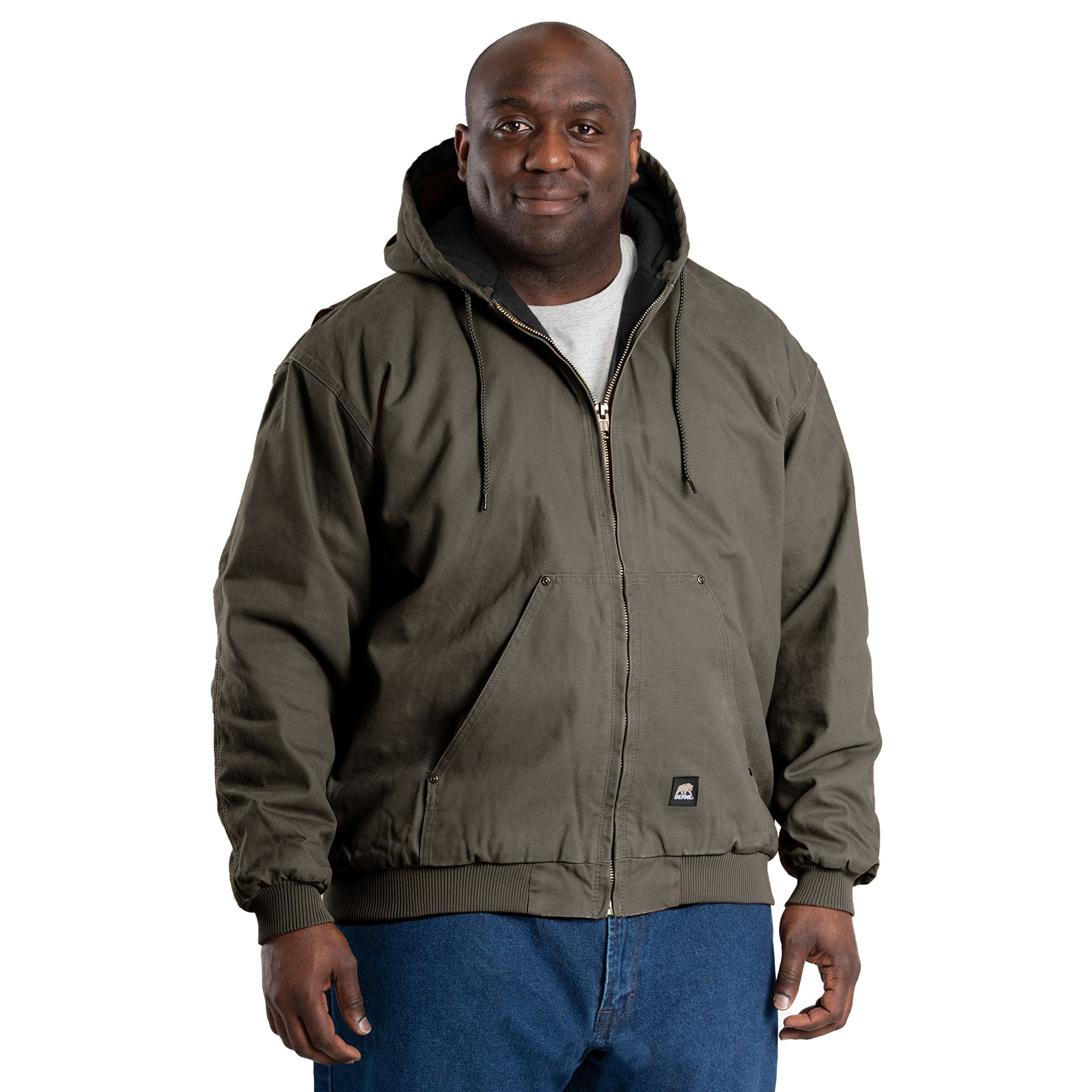 Berne Highland Washed Series Hooded Jacket, XL, Olive