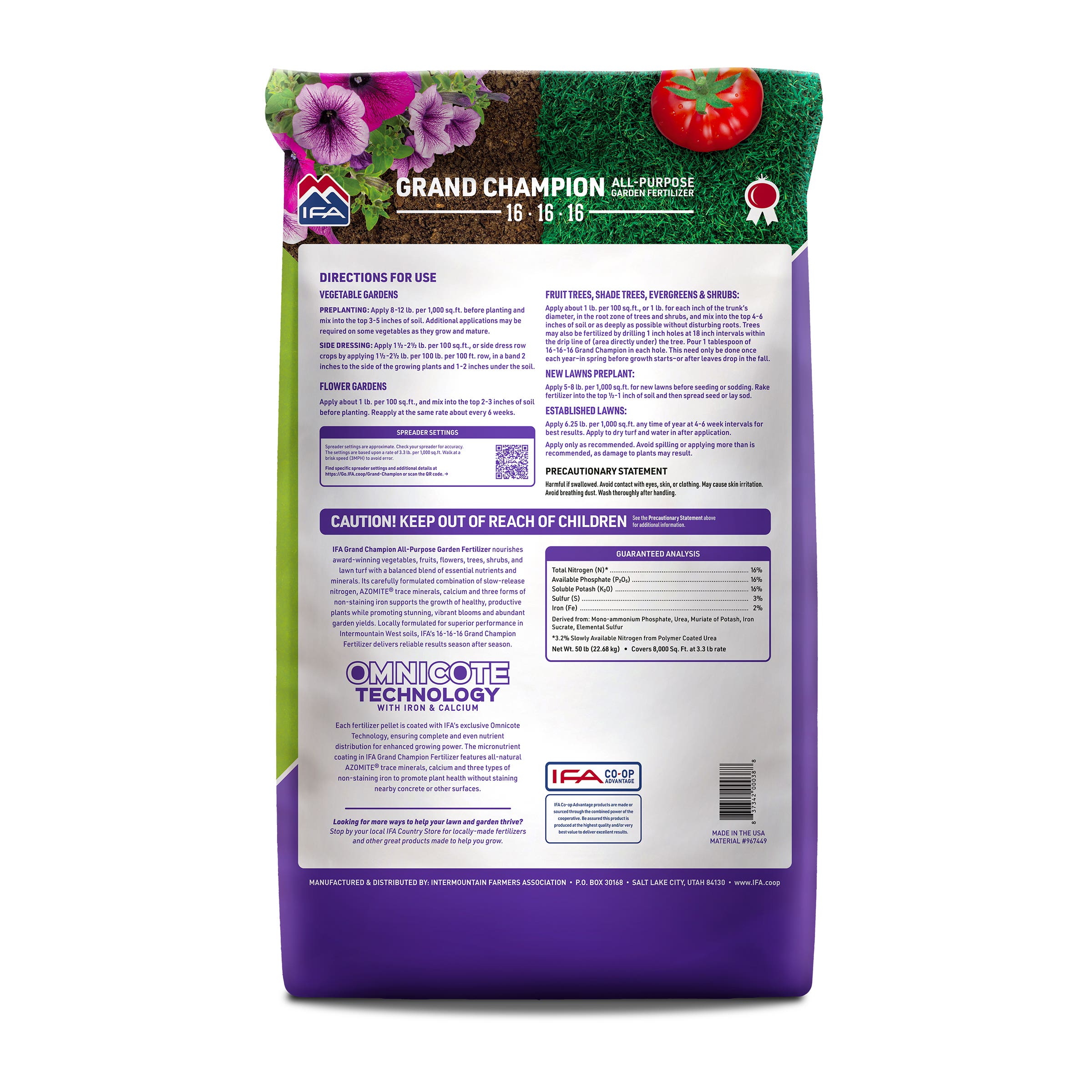 IFA Grand Champion 16-16-16 All-Purpose Garden Fertilizer, 50 Lb.