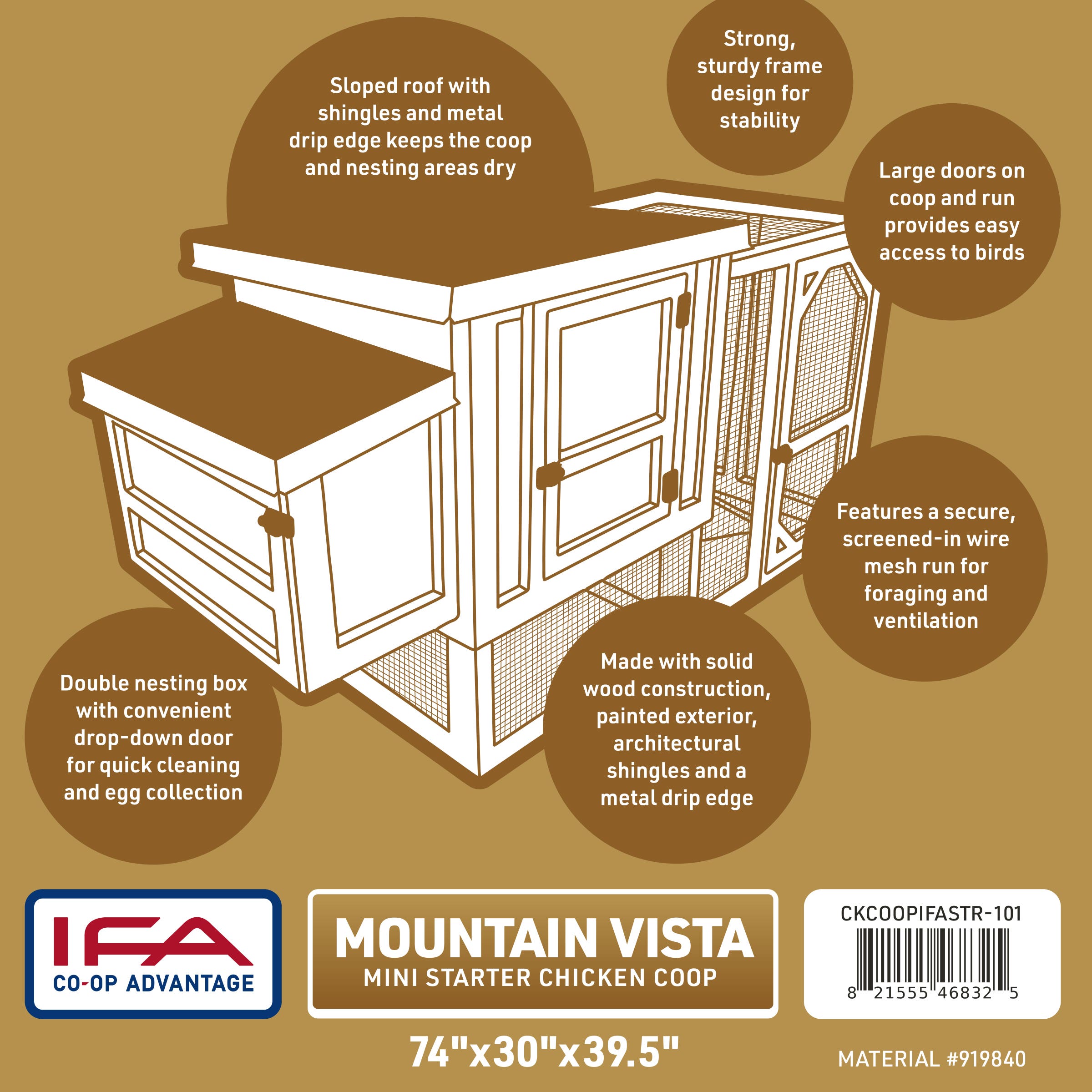 IFA Mountain Vista Premium Mini Starter Chicken Coop, 2-4 Capacity