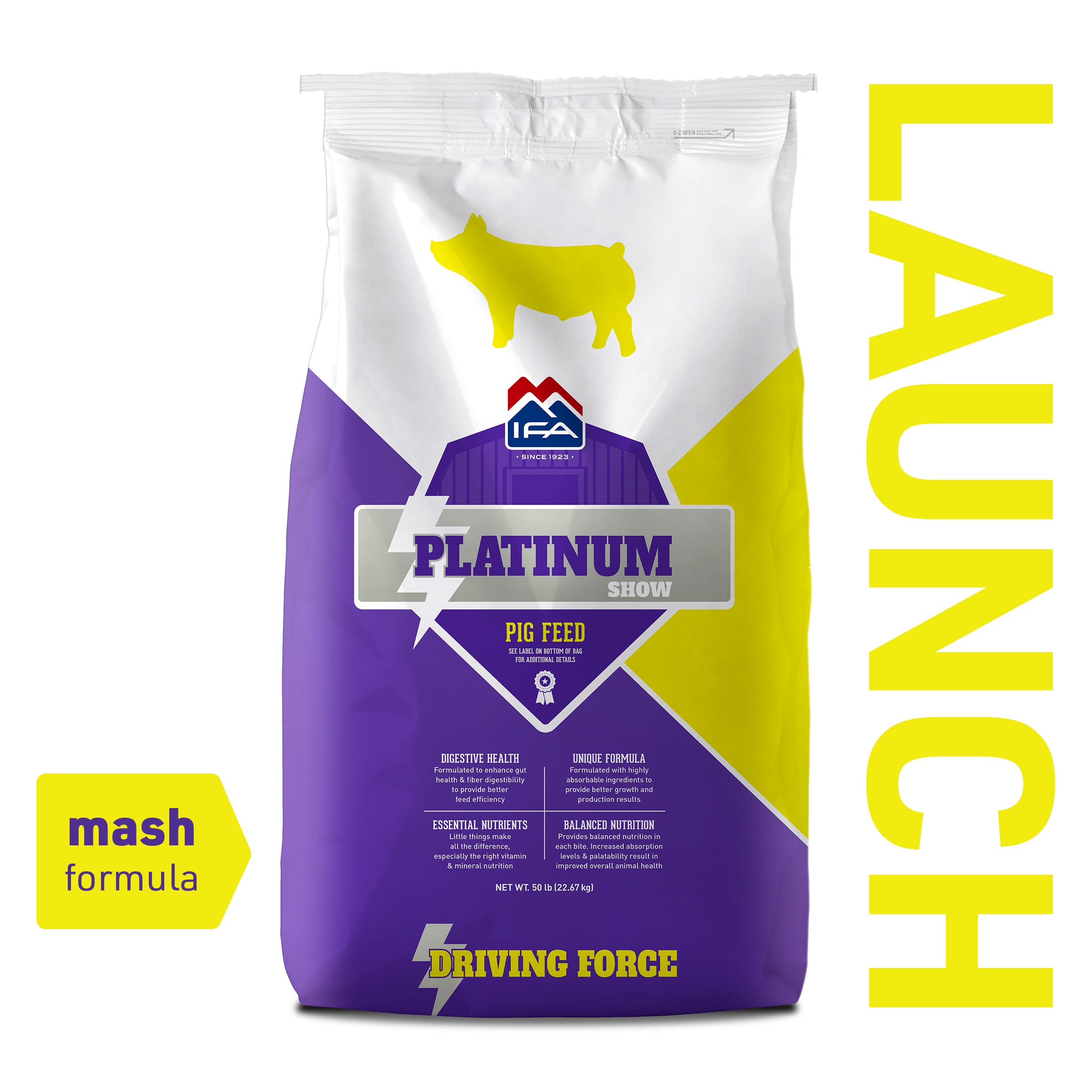 IFA Platinum Show Driving Force 'Launch' Pig Feed, Mash Formula, 50 Lb.
